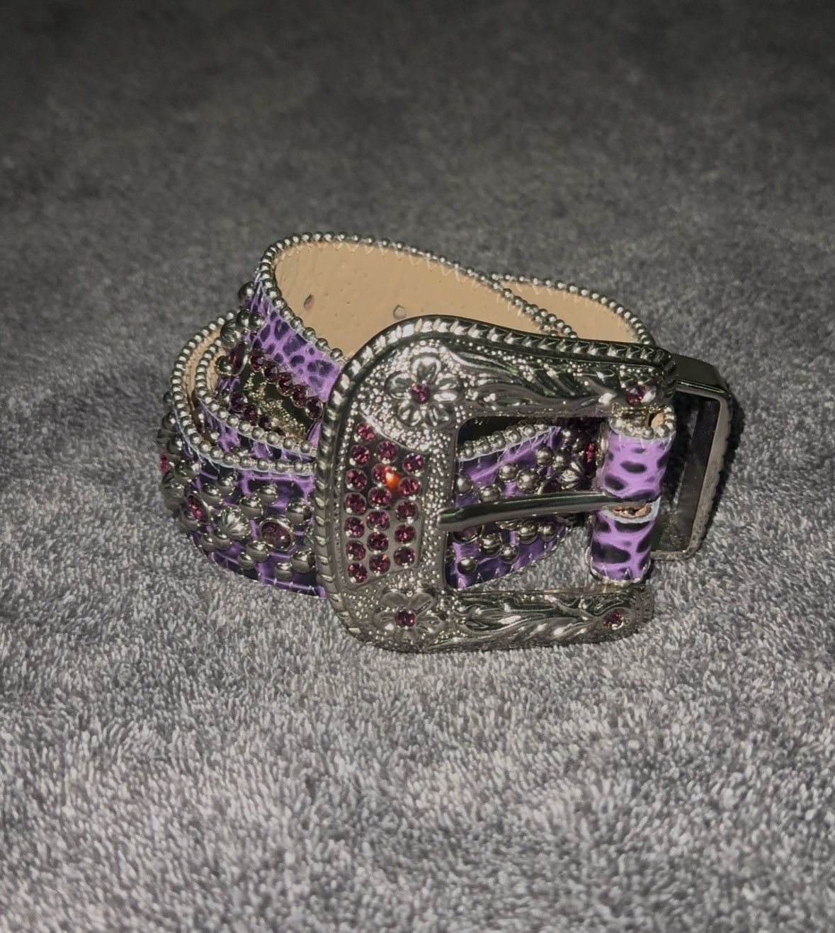 B.B. Simon Purple Alligator BB belt Size 32 - 1 Thumbnail