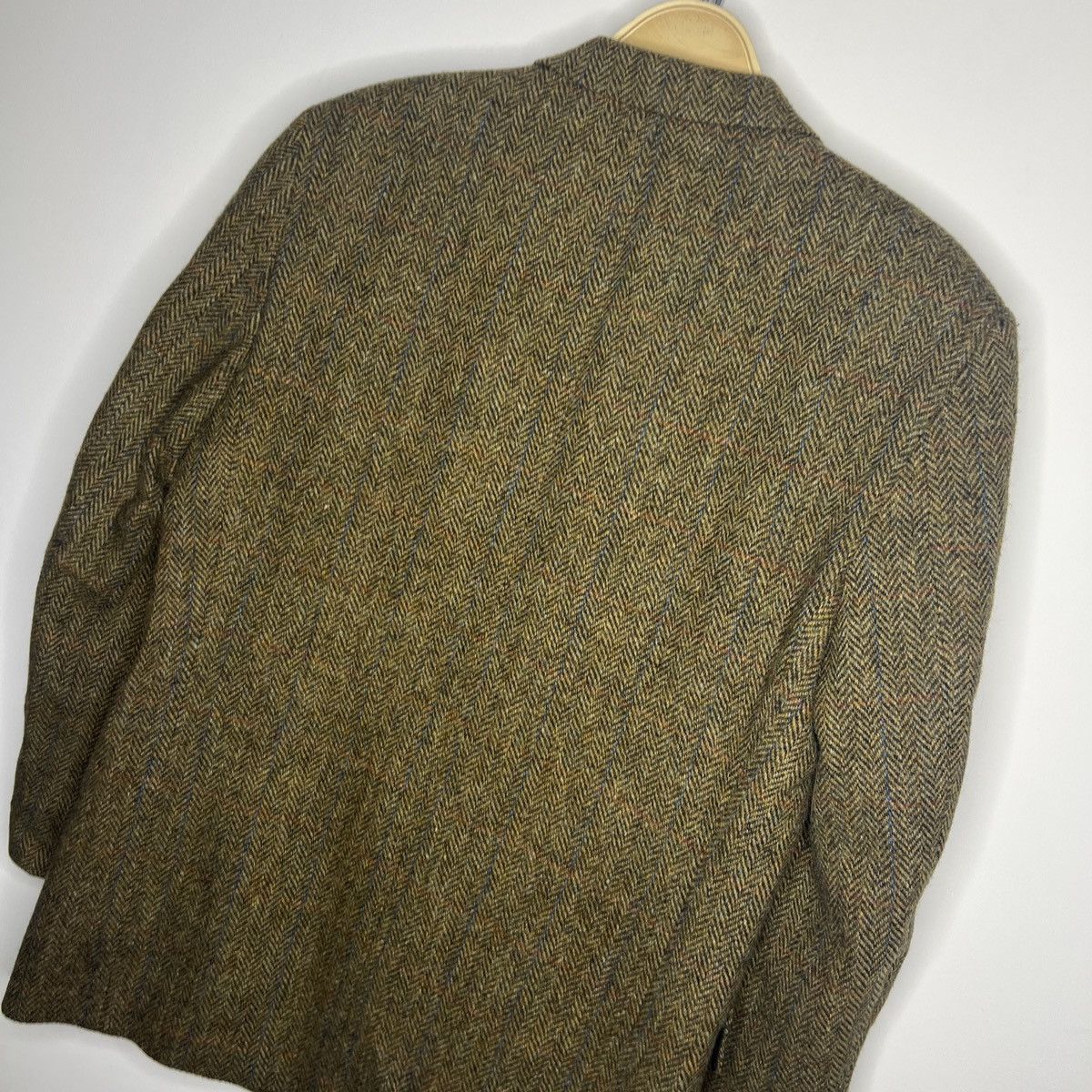 Designer × Harris Tweed × Vintage Vtg Harris Tweed Khaki Green Coat WOOL Jacket Blazer 40 R Size 40R - 12 Thumbnail