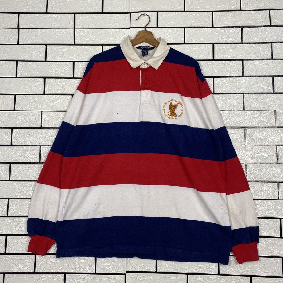 Japanese Brand 📌Vintage Polo Rugby Collar Striped Design Lands' End Size US L / EU 52-54 / 3 - 2 Thumbnail