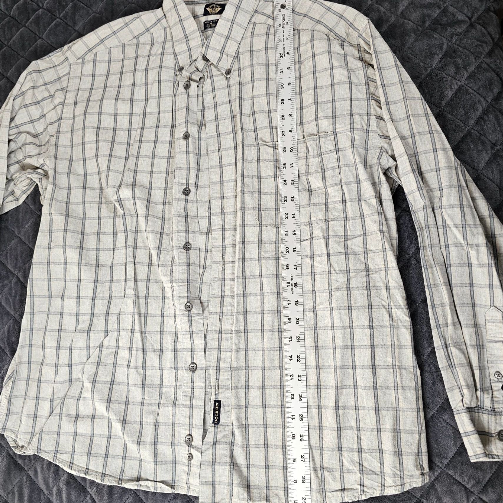 Dockers DOCKERS Button-Up Shirt Men XL Long Sleeve Gray Plaid Cotton Casual Size US XL / EU 56 / 4 - 7 Thumbnail