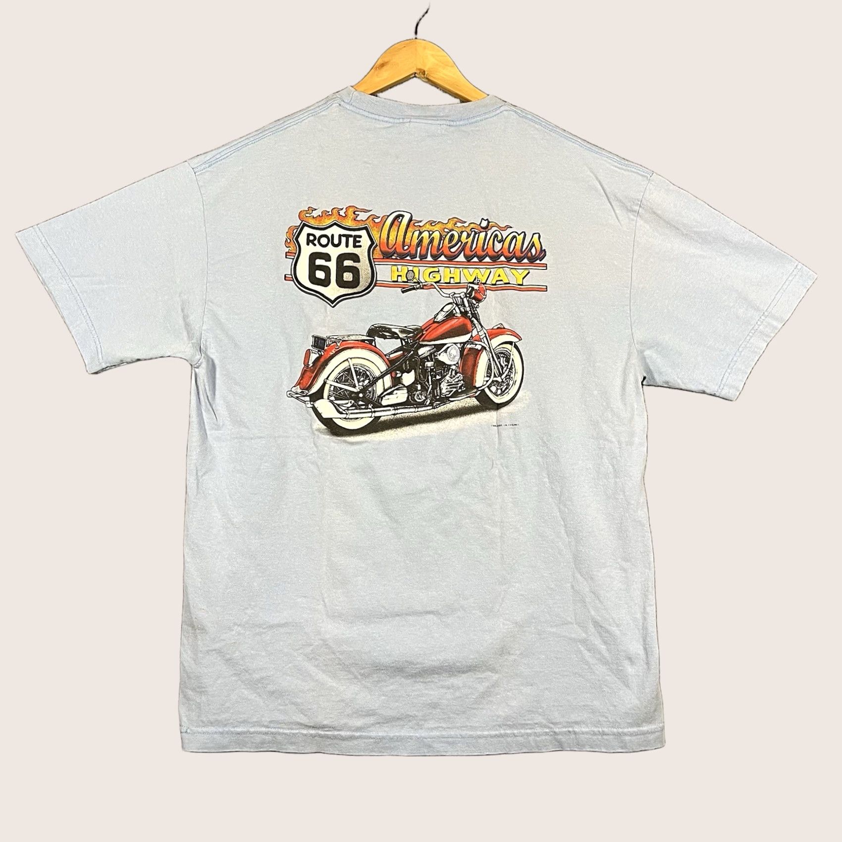 Vintage VINTAGE Alstyle T-Shirt XL Route 66 Wild Side Biker Motorcycle Flames Harley Blue 90s Mens Short Sleeve Shirt XL Blue Route 66 Biker Toys? Size US XL / EU 56 / 4 - 1 Thumbnail