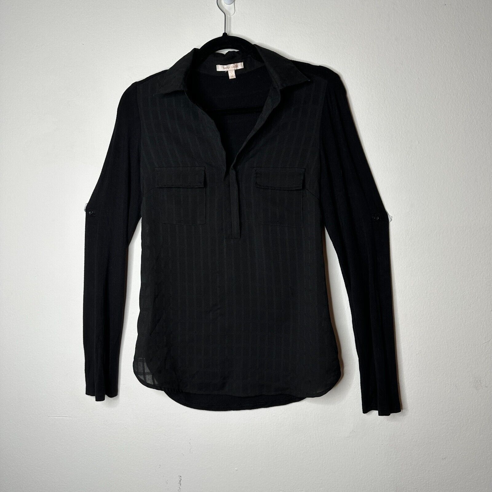Other Skies Are Blue Black Stripe Pockets Long Sleeve Blouse XS Size XS / US 0-2 / IT 36-38 - 2 Thumbnail