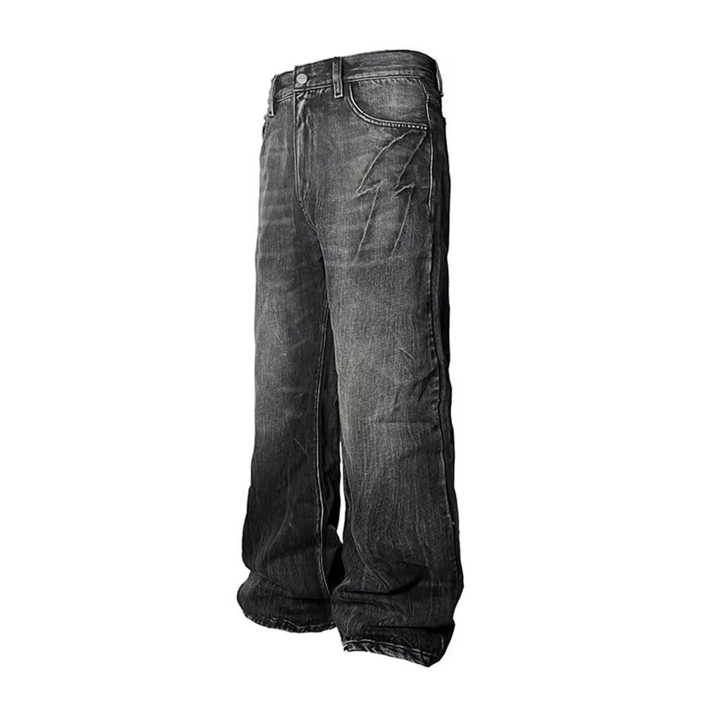 Jean × Vintage Lightning Pattern Flared Blue Jeans Size US 32 / EU 48 - 1 Thumbnail