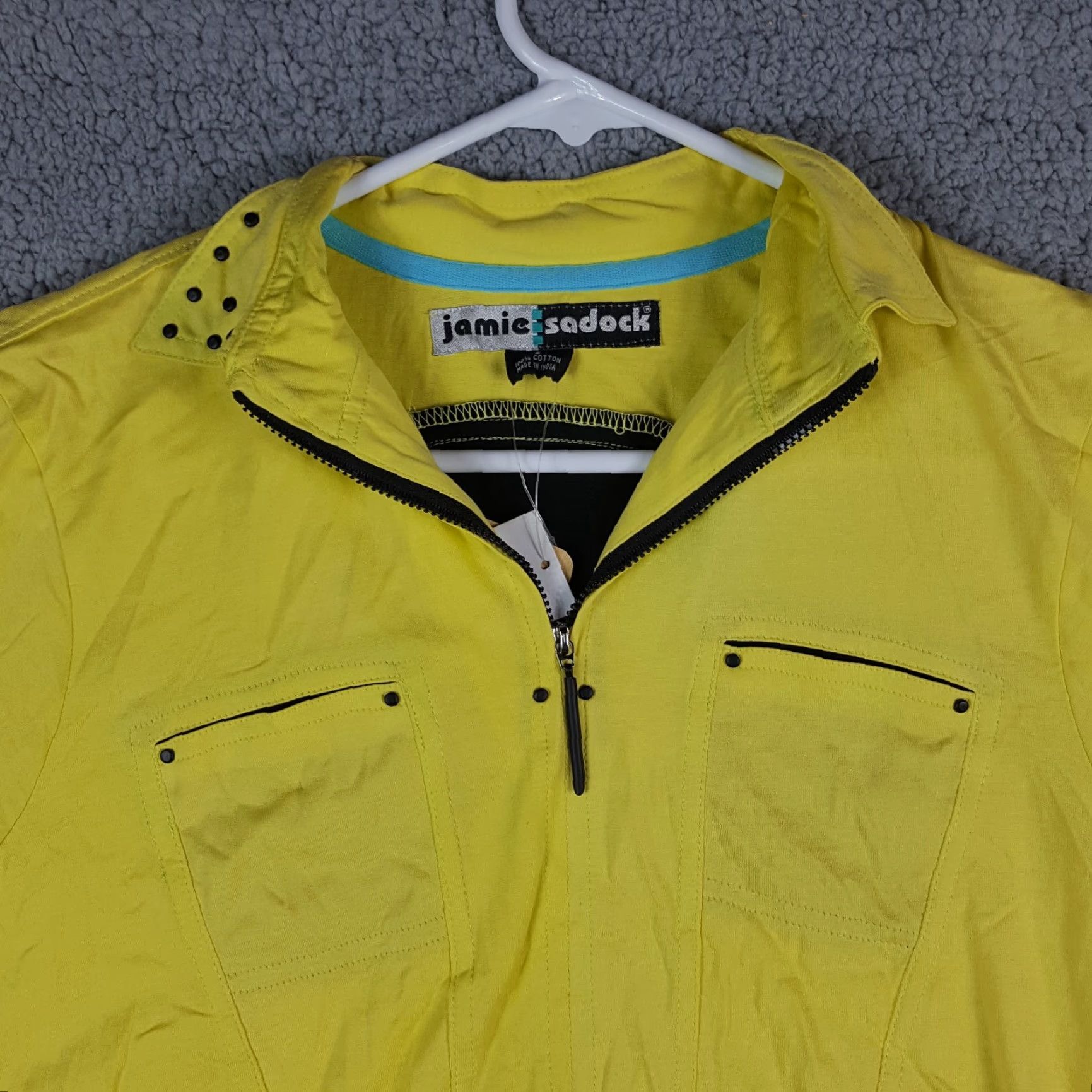 Etro VINTAGE Jamie Sadock Polo Shirt Women S Yellow 90s Golf Tennis Preppy Retro Pullover Top Short Sleeve Collared Logo Button Size S / US 4 / IT 40 - 2 Thumbnail
