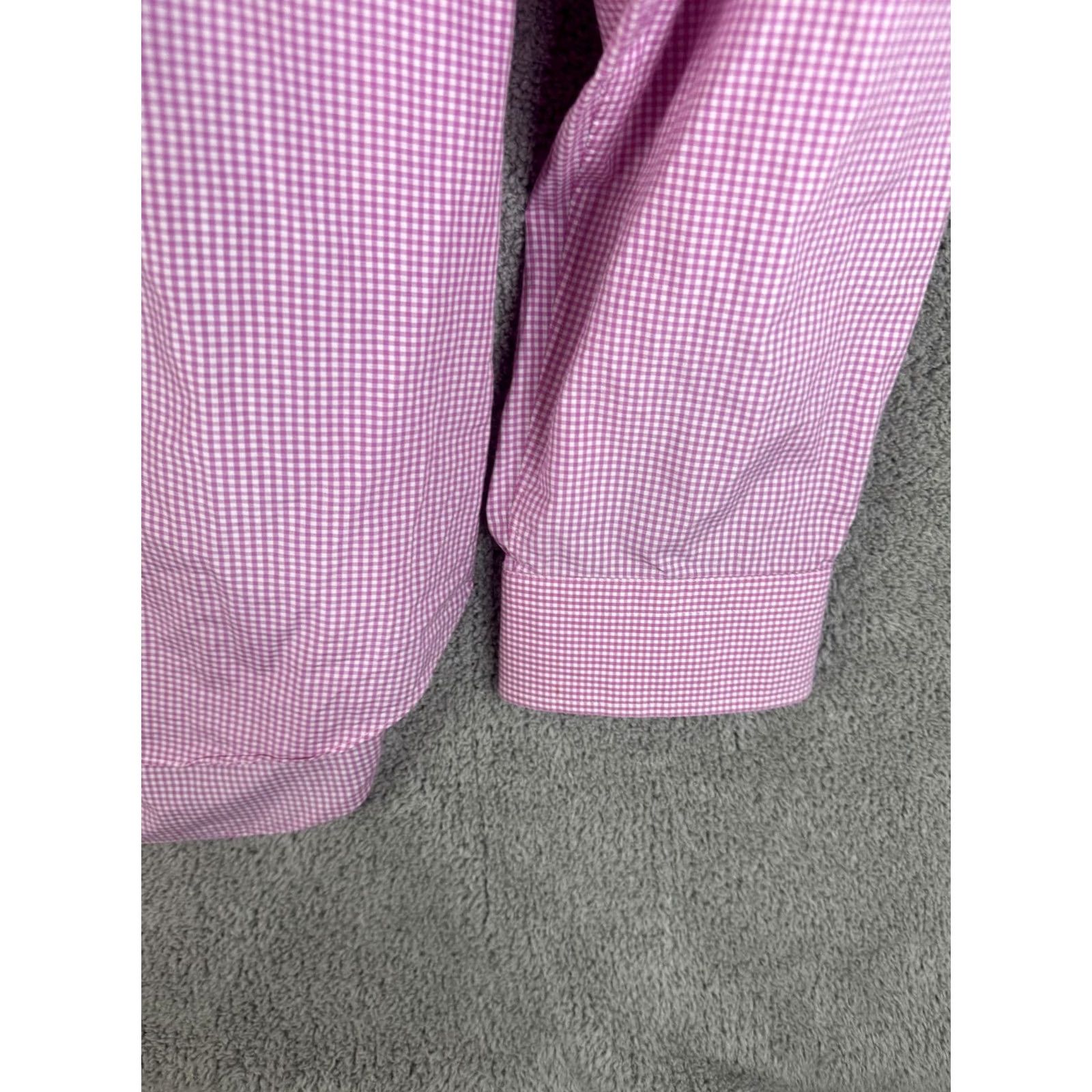 Vintage Truzzi Shirt Mens Large Pink Gingham Check Button-Down Dress Long Sleeve Size 42R - 2 Thumbnail