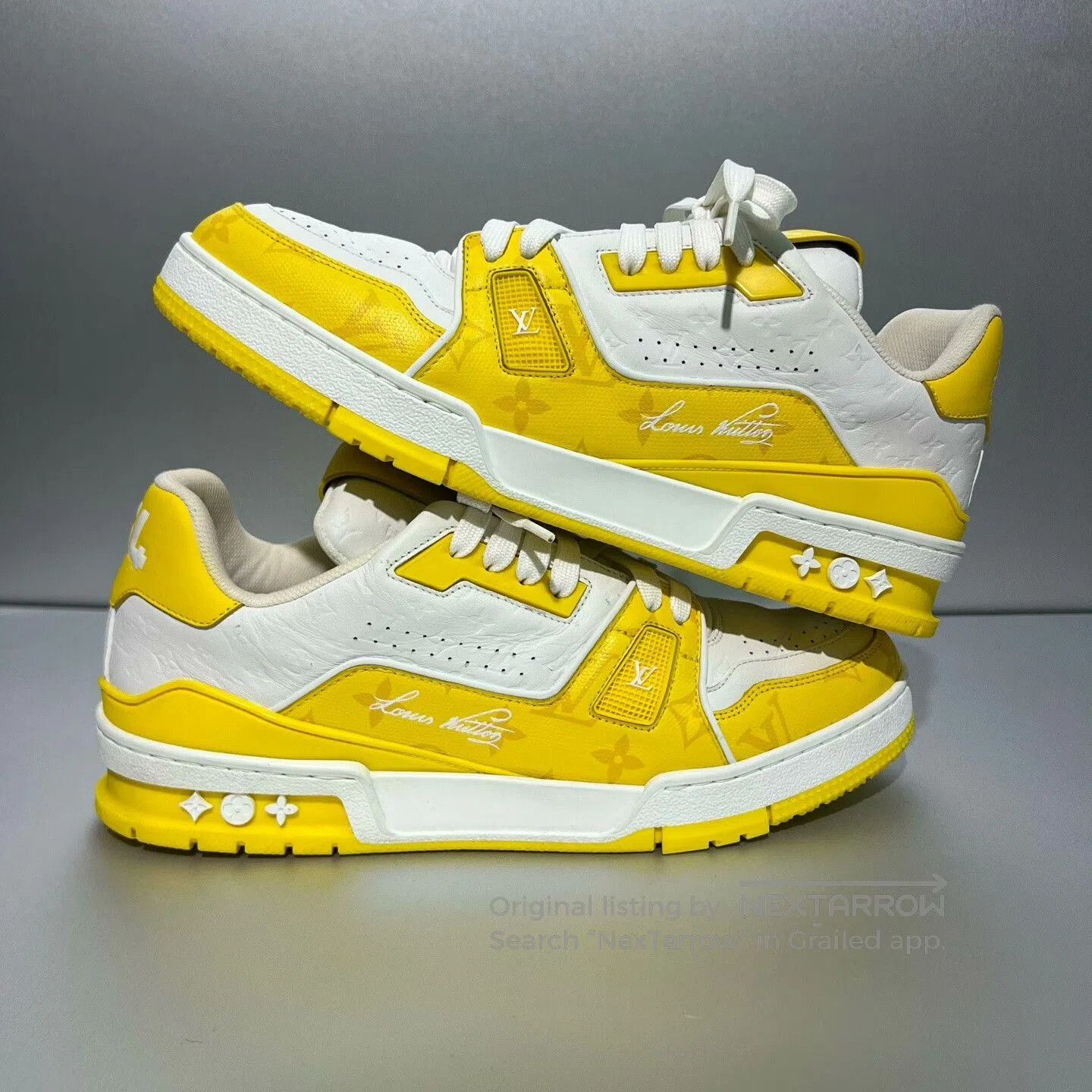 Louis Vuitton Louis Vuitton Trainer White Yellow Sneakers. Size US 8.5 / EU 41-42 - 3 Thumbnail