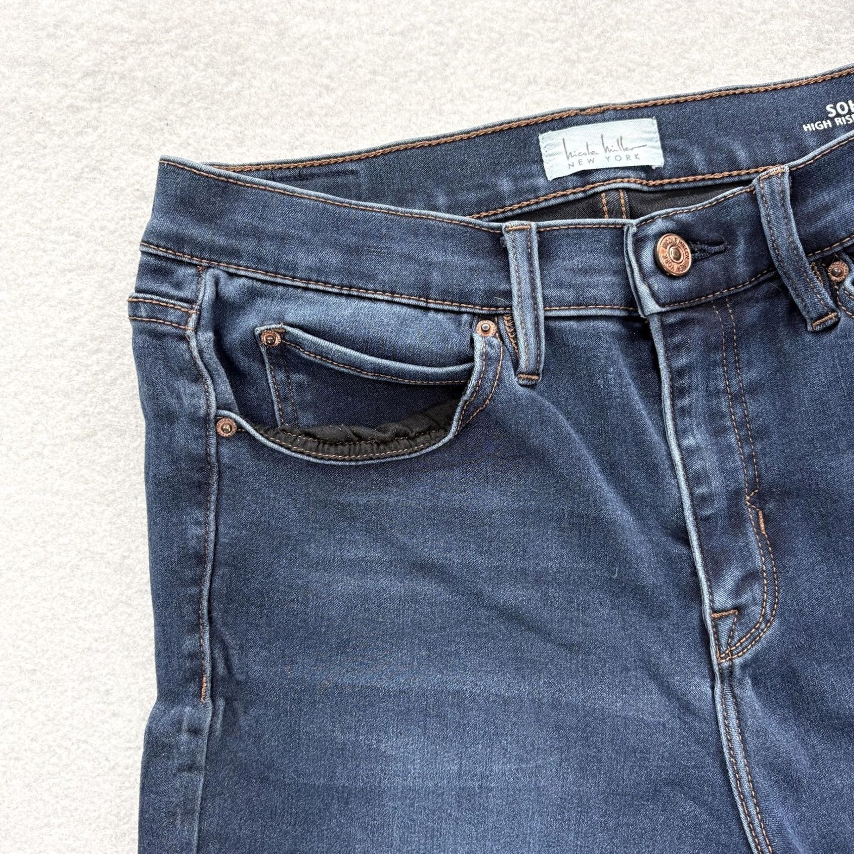 Nicole Miller Nicole Miller Soho High Rise Skinny Jeans Womens 12 Blue Dark Wash Stretch Pants Size 34" / US 12 / IT 48 - 3 Thumbnail