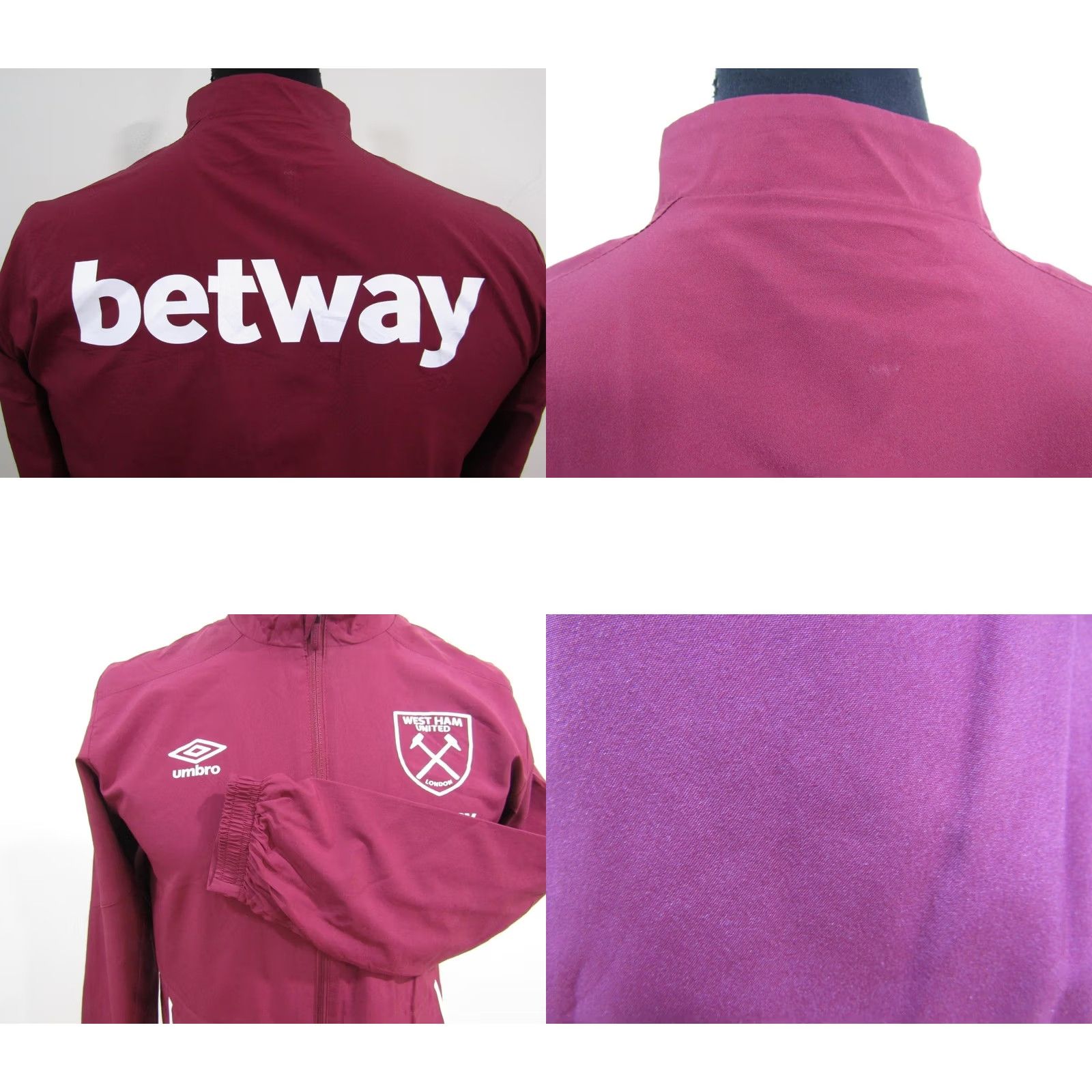 Umbro Umbro Mens Lightweight Jacket Jacket 42/44 Chest L MAROON 42/44 | UK L Mens Umbro West Hand United Lightweight Jacket Size US L / EU 52-54 / 3 - 8 Thumbnail