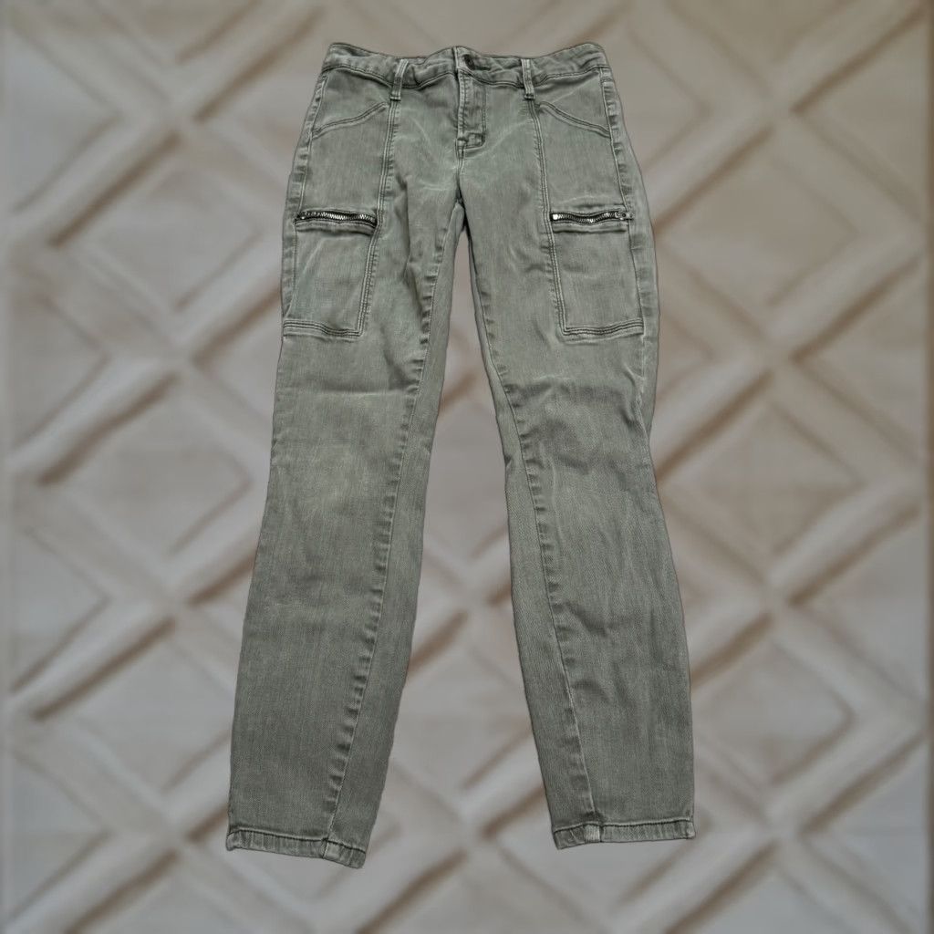 Pistola Pistola Moto Skinny Denim Jeans Womens 26 Olive Green Ankle Zip Pocket 25x25 Size 26" / US 2 / IT 38 - 1 Thumbnail