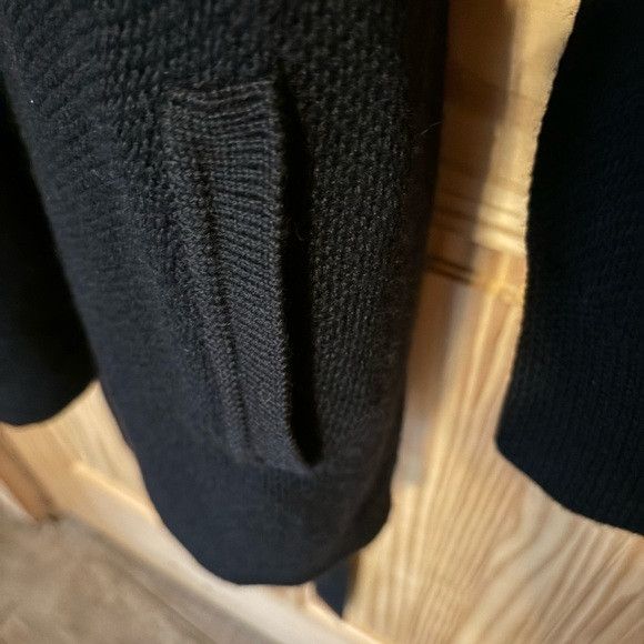 Elie Tahari T Tahari faux fur belted cardigan black wool blend large Size L / US 10 / IT 46 - 11 Thumbnail