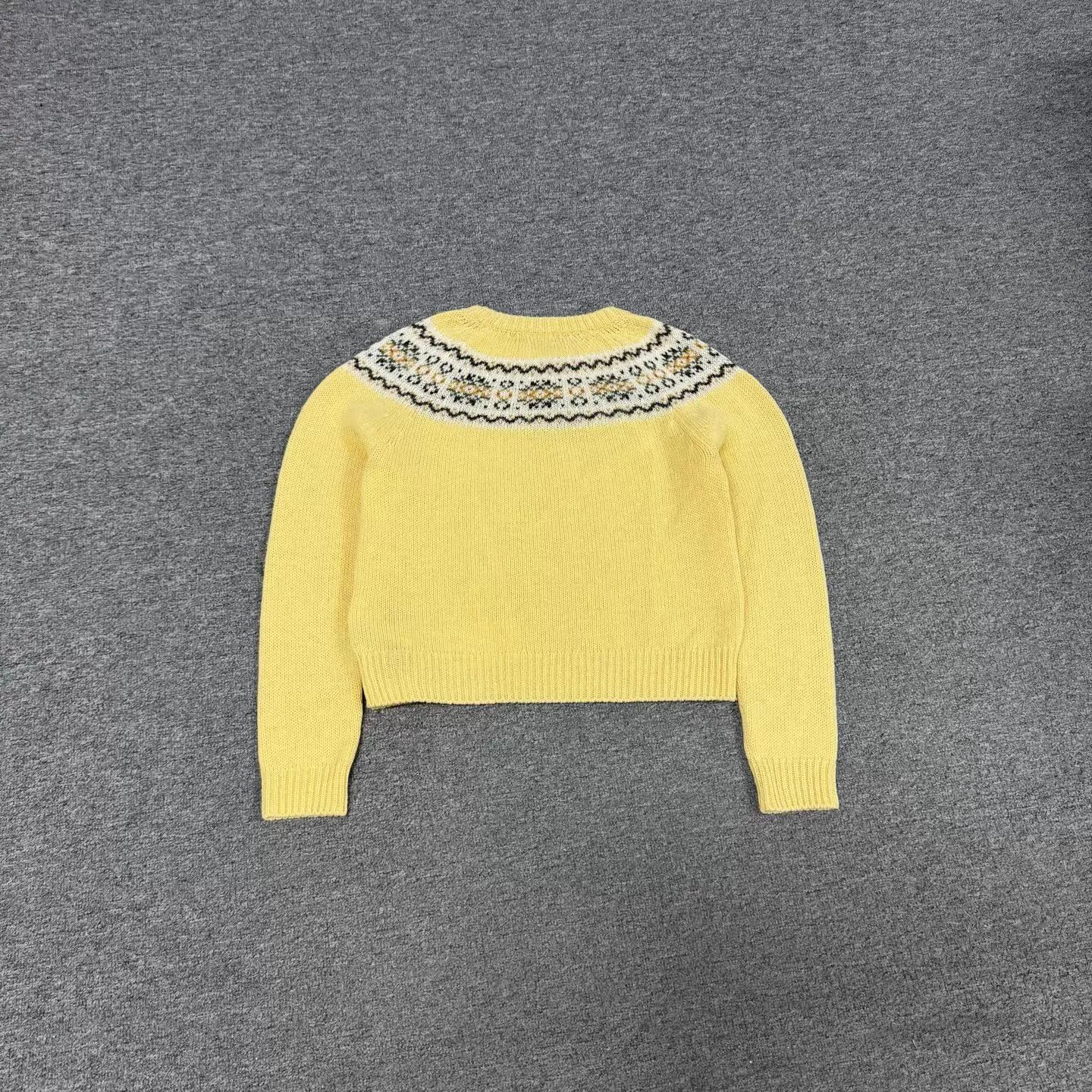 Celine Celine Fair Isle Yellow Crewneck Short Sweater Size M / US 6-8 / IT 42-44 - 2 Thumbnail