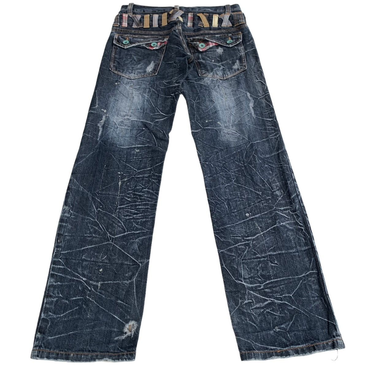 Japanese Brand Rare Japanese Brand Double Waist Splatter Distressed Jeans Size US 30 / EU 46 - 3 Thumbnail