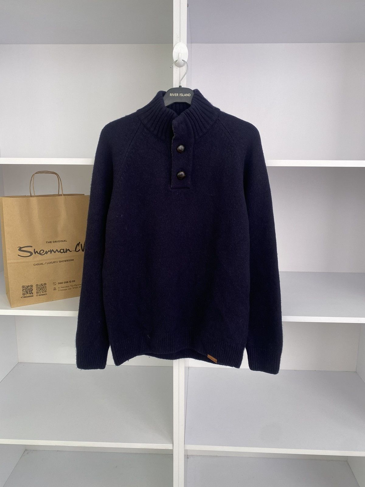 Barbour × Designer × Vintage Vintage Barbour Navy Wool Sweater Size US L / EU 52-54 / 3 - 2 Thumbnail