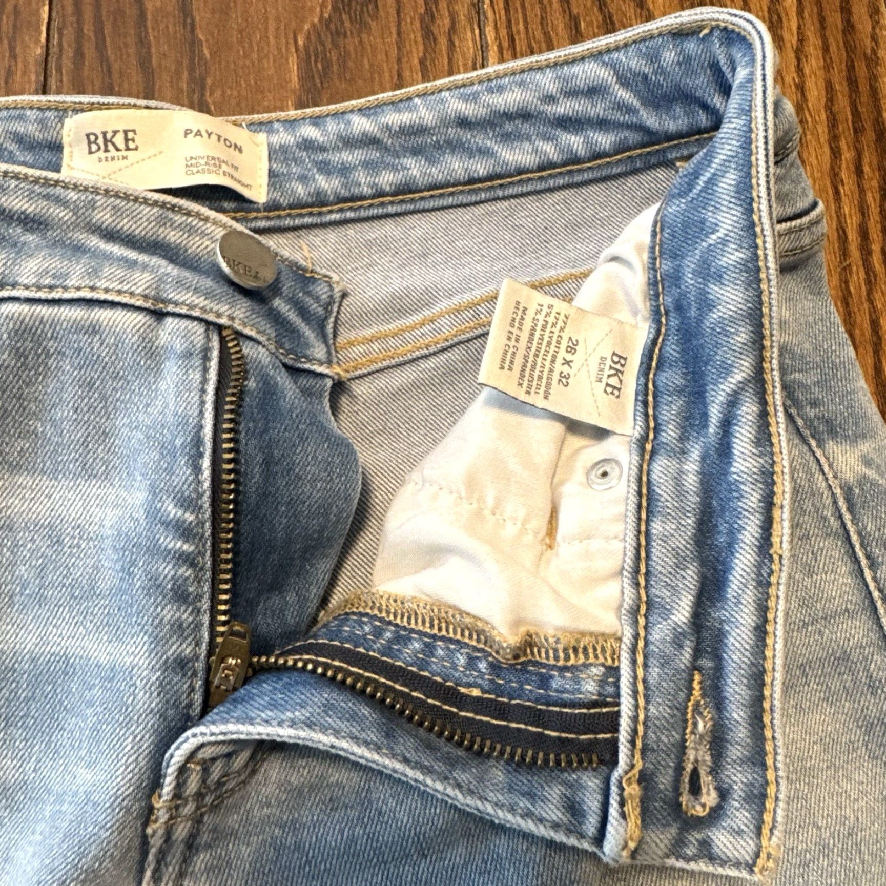 BKE BKE Payton Jeans Womens 28x32 Mid Rise Bootcut Baggy Frayed Hem Light Wash Denim Size 26" / US 2 / IT 38 - 5 Thumbnail