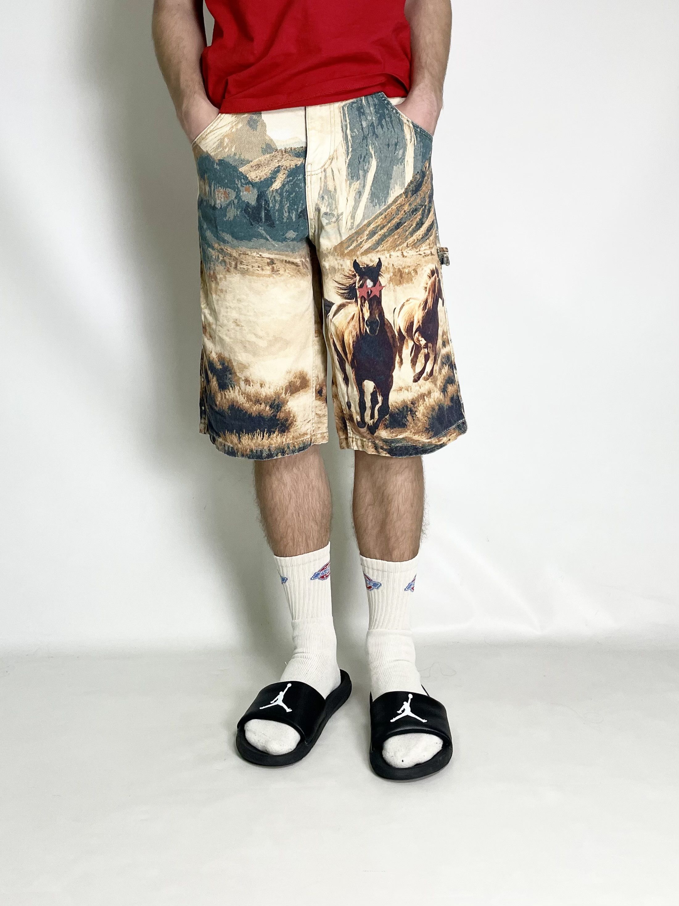 Represent Clo. Zara x Two Jeys 2 Cowboy Western Carpenter Denim Shorts Size US 30 / EU 46 - 3 Thumbnail