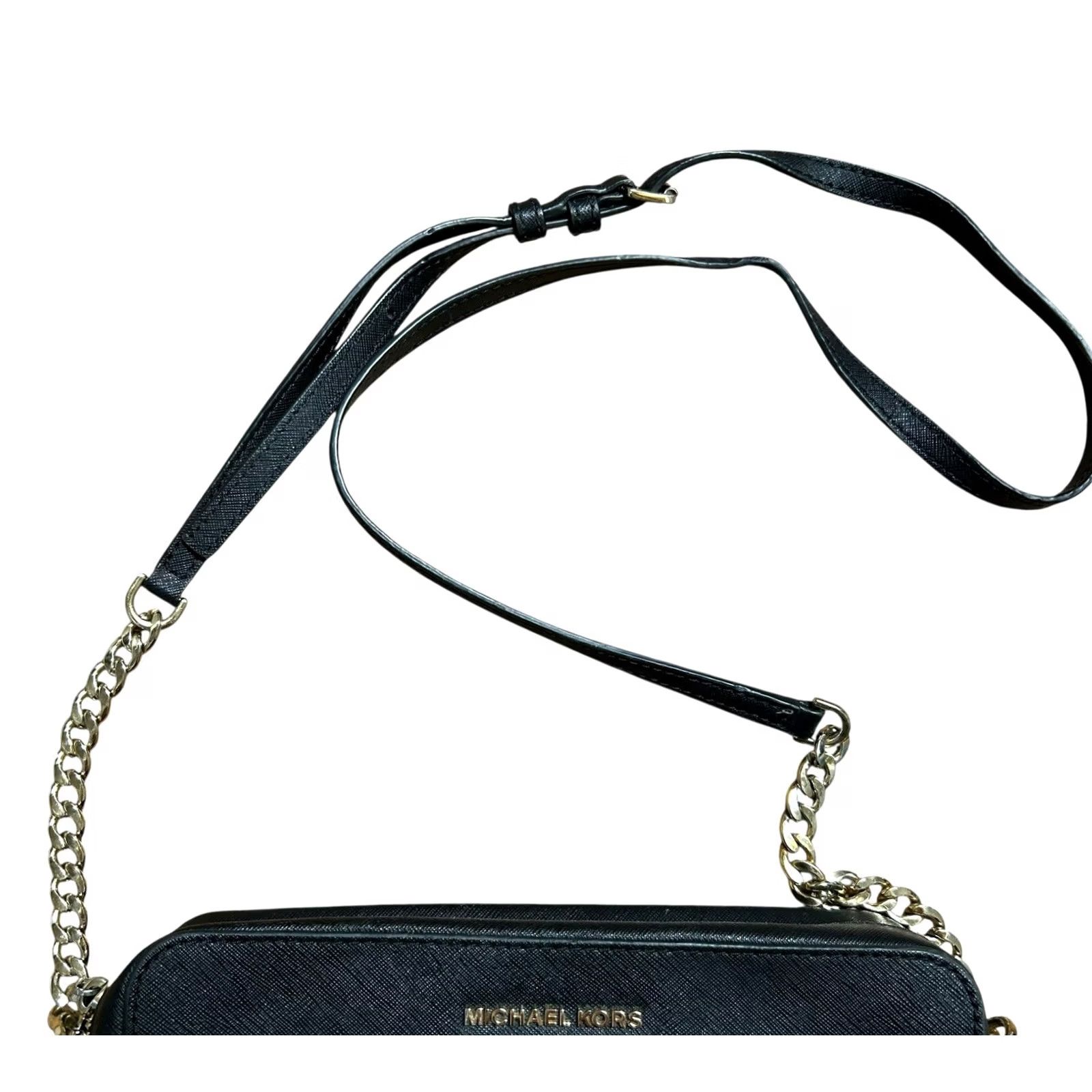 Vintage Michael Kors Jet Set East West Black Saffiano Leather Crossbody Handbag Women's Size ONE SIZE - 7 Thumbnail
