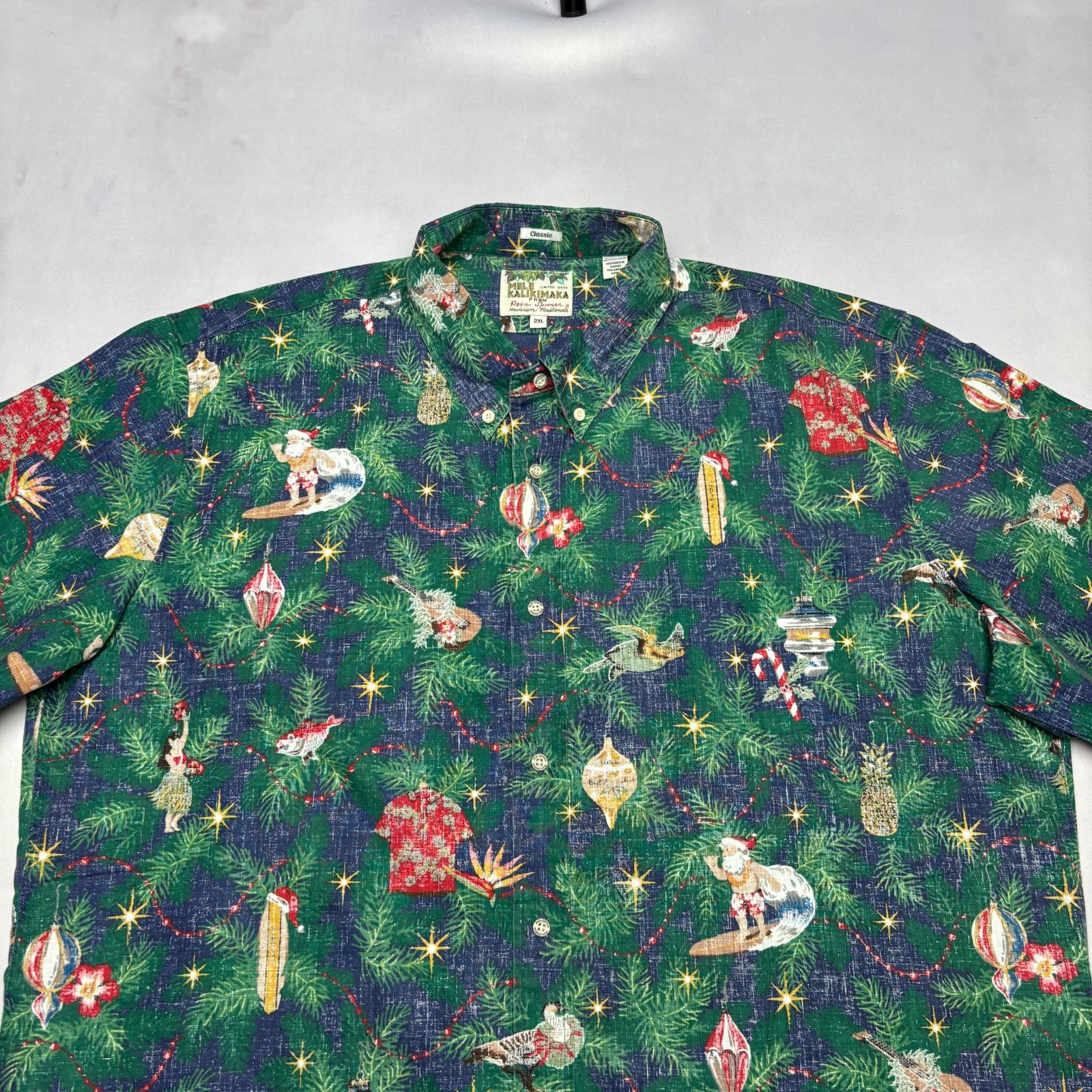 Reyn Spooner Reyn Spooner Mele Kalikimaka Reverse Print Aloha Shirt 2XL Size US XXL / EU 58 / 5 - 2 Thumbnail
