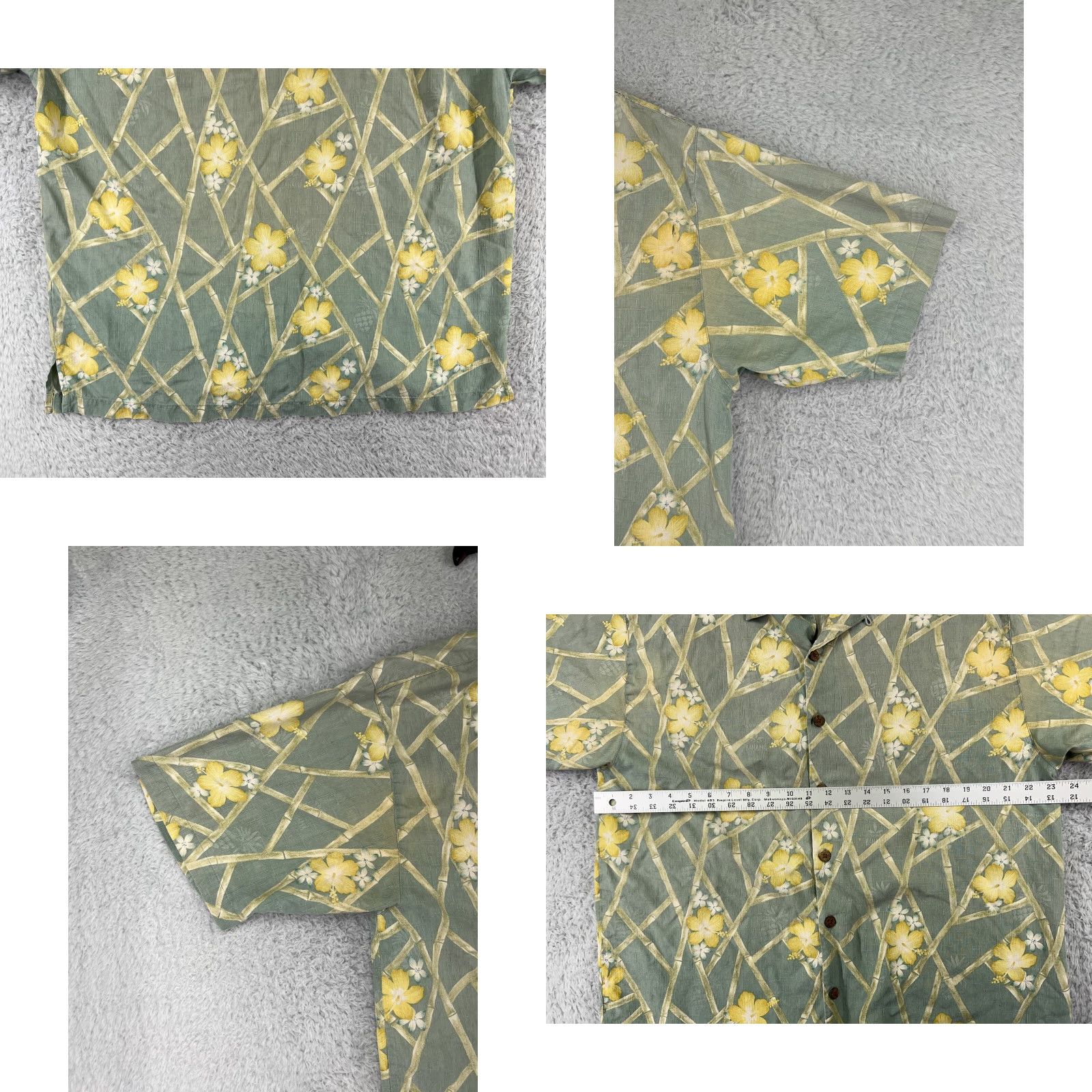 Tommy Bahama Tommy Bahama Shirt Mens Large Green Bamboo Floral Hibiscus Pineapple Hawaiian Size US L / EU 52-54 / 3 - 8 Thumbnail