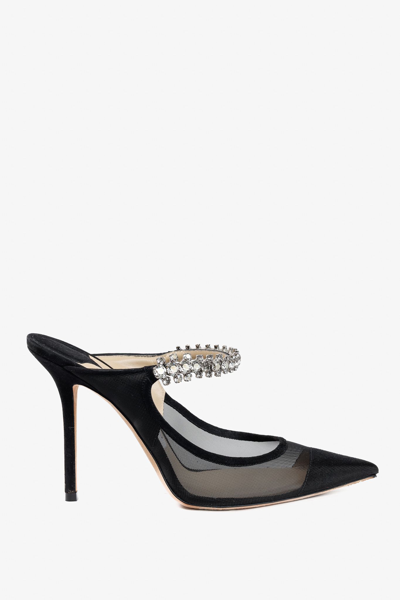 Jimmy Choo Jimmy Choo Bing 100 Mesh & Suede Crystal-Embellished Mules Size US 8 / IT 38 - 1 Thumbnail