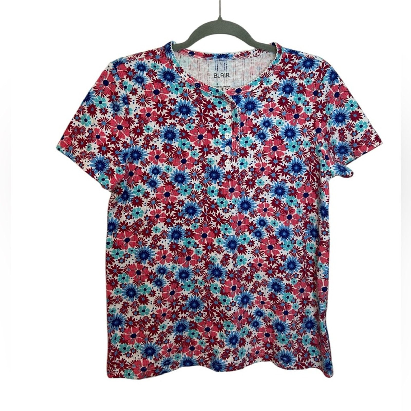 Other Blair Floral Burst Pointelle Henley Tee Size S / US 4 / IT 40 - 1 Thumbnail