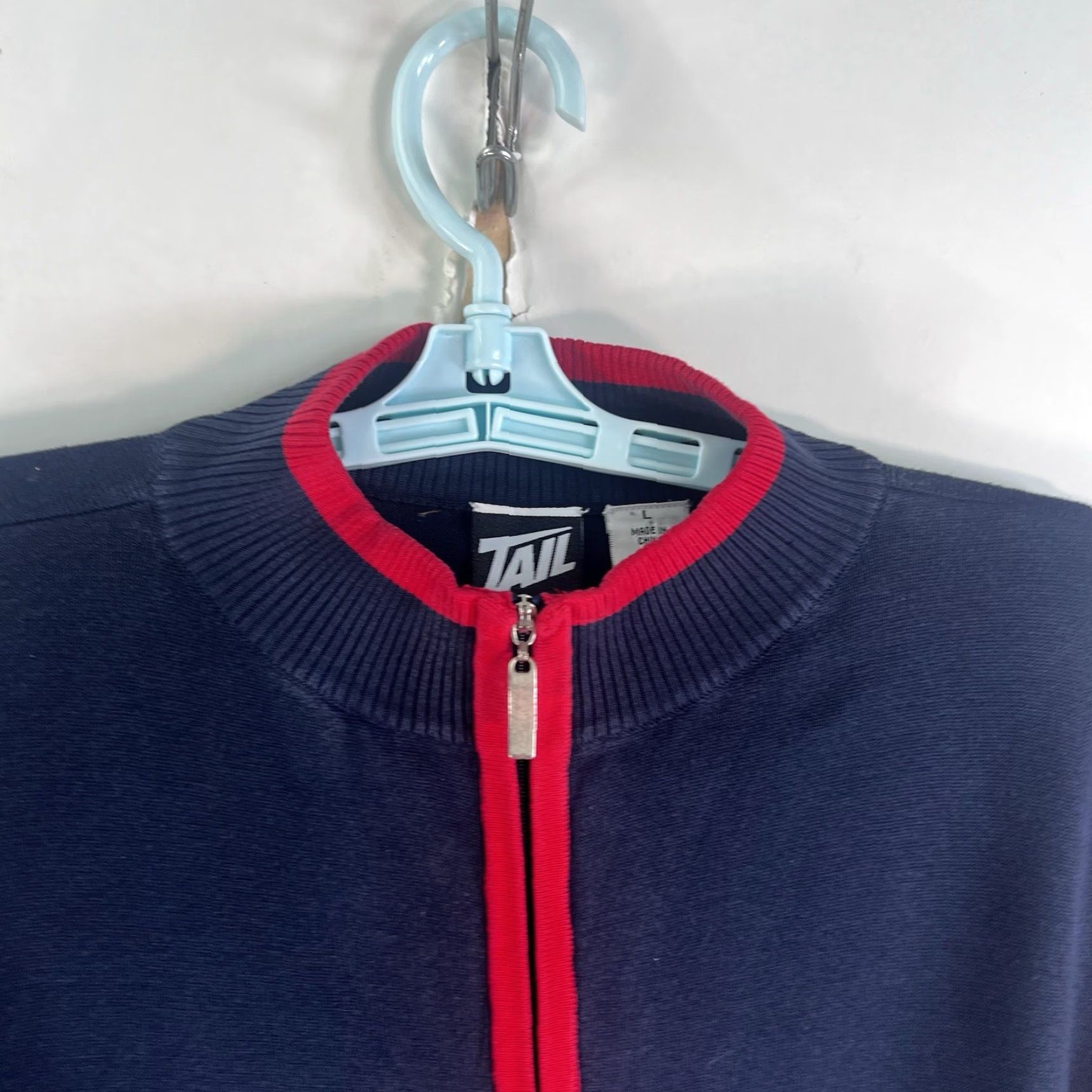 Vintage Tail Tech Performance Cardigan Silk Blend Womens Size L Blue Full Zip Knit Slim Fit V-Neck Cardigan Size L / US 10 / IT 46 - 2 Thumbnail