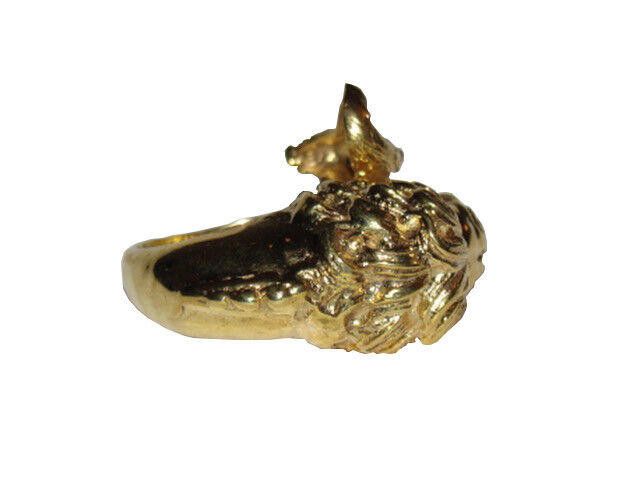 Designer 18 kt Gold Plated Brass Etruscan Lion Wrap Ring Size ONE SIZE - 3 Thumbnail