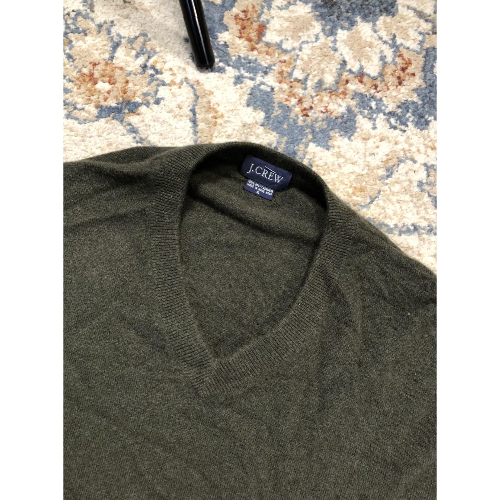 J.Crew J.Crew Sweater Mens XL Green 100% Cashmere V-Neck Knit Pullover Long Sleeve Size US XL / EU 56 / 4 - 6 Thumbnail
