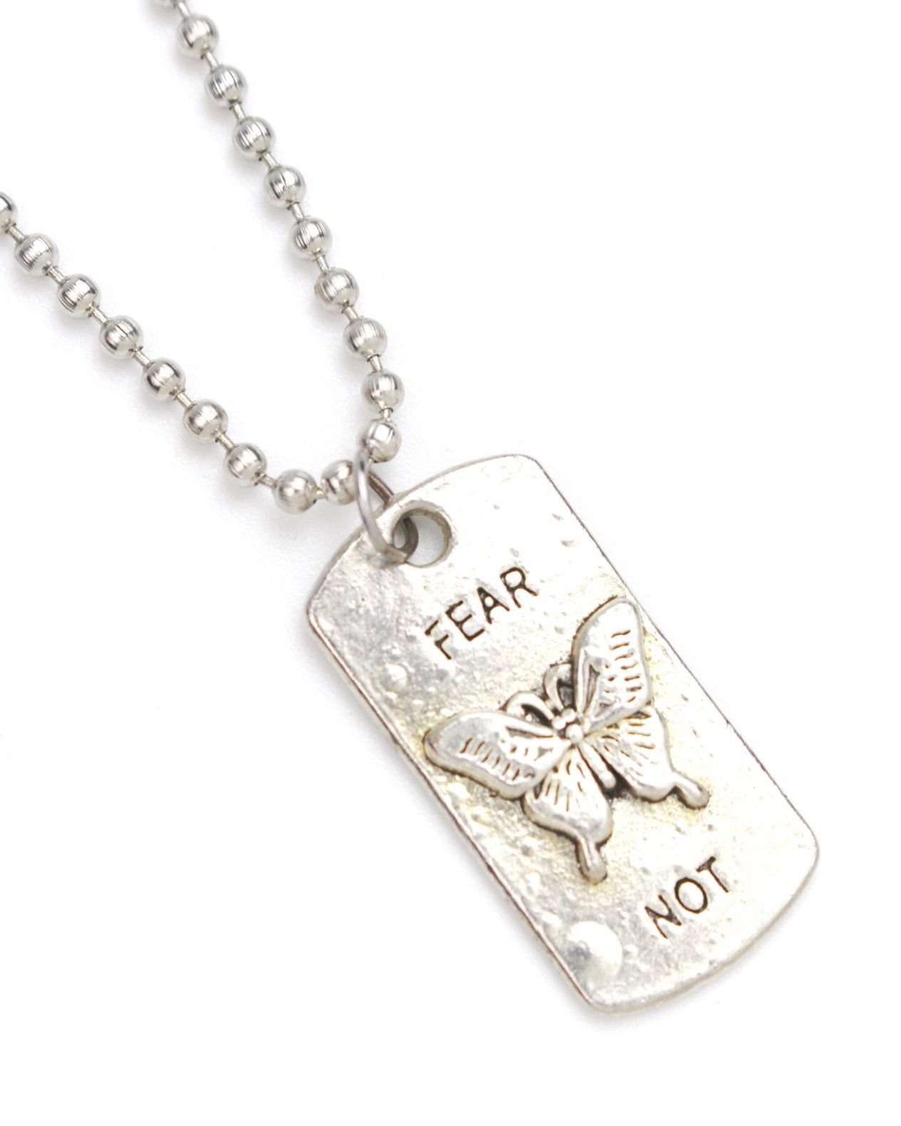 Vintage 2000S JAPANESE MADE FEAR NOT BUTTERFLY MESSAGE TAG NECKLACE Size ONE SIZE - 3 Thumbnail