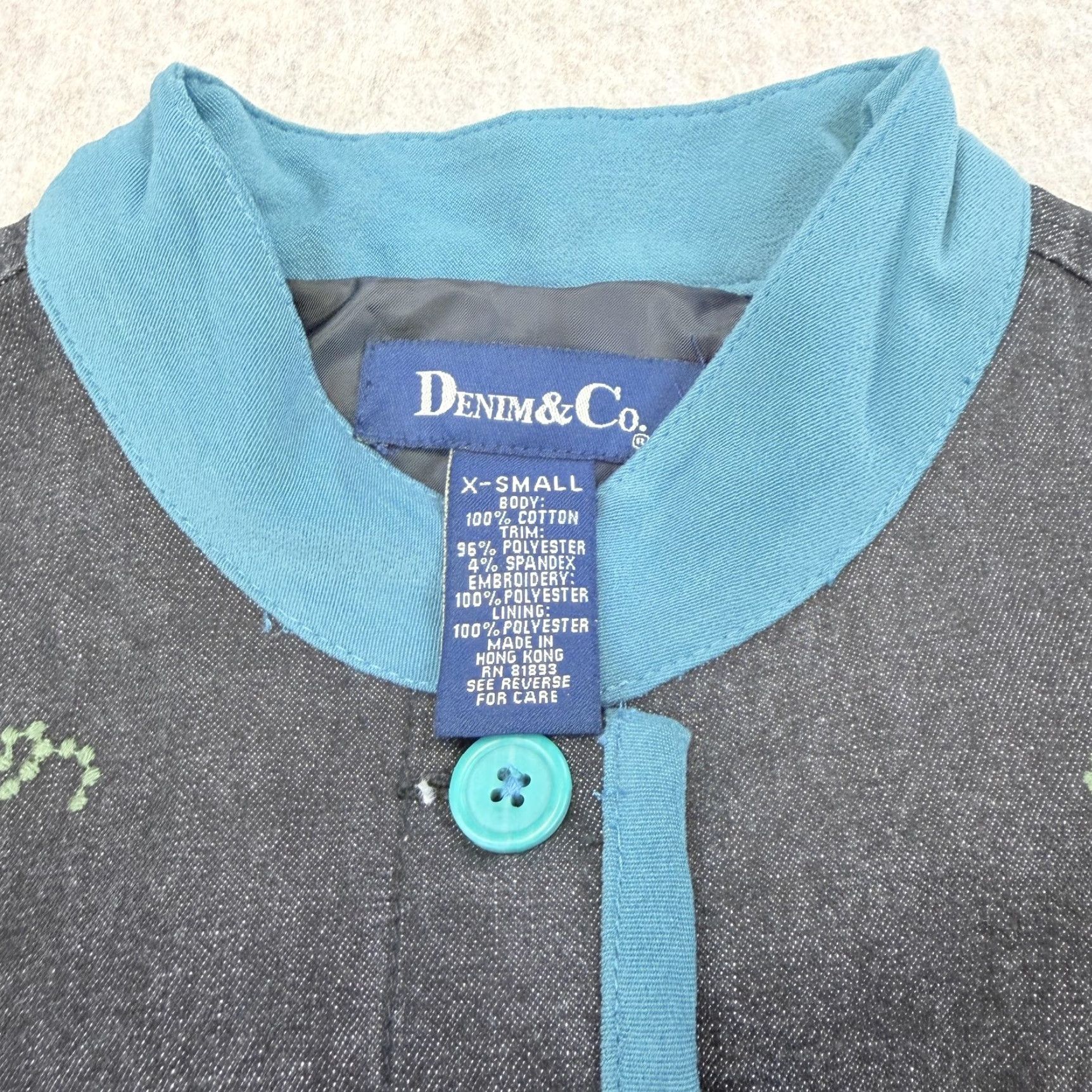 Denim & Co. Denim & Co Jacket Womens XS Blue Embroidered Paisley Button Front Mid-Length Casual Bohemian Flower Jacket Womens XS Denim & Co Size XS / US 0-2 / IT 36-38 - 7 Thumbnail