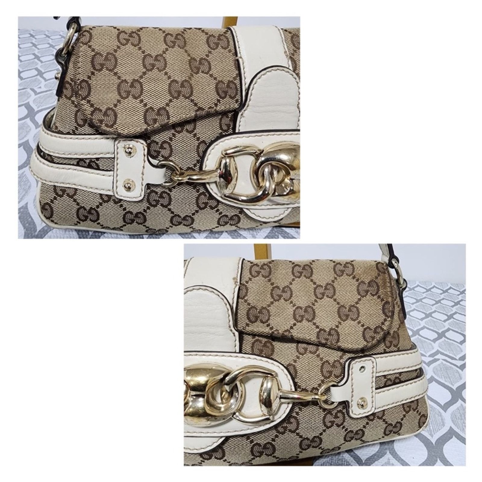 Gucci Aut Gucci Horsebit Chain Flap Shoulder Bag Brown/Beige/Cream Size ONE SIZE - 8 Thumbnail