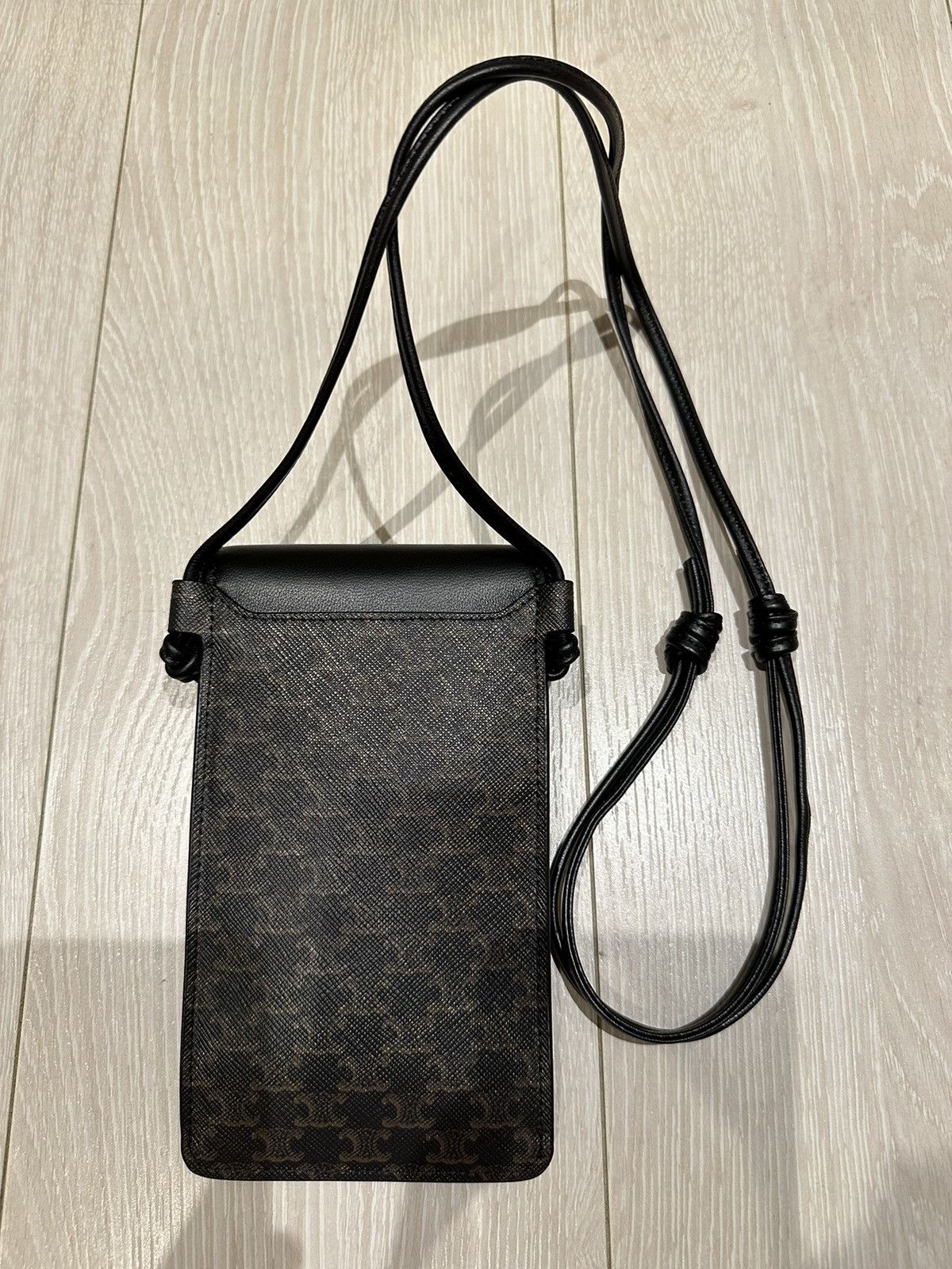 Celine × Hedi Slimane PHONE POUCH WITH FLAP IN TRIOMPHE CANVAS AND LAMBSKIN Size ONE SIZE - 3 Thumbnail