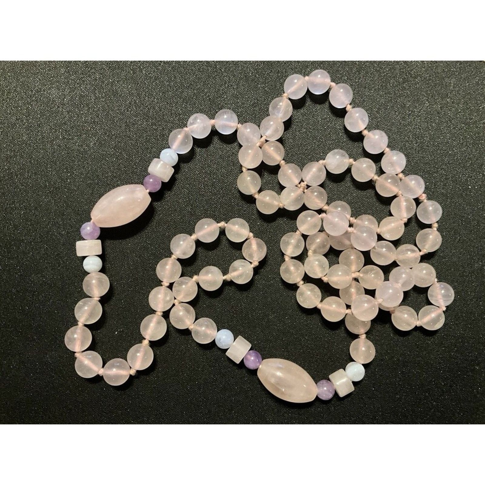 Other Rosequartz Amethyst 32in No Clasp Hand Knotted 32in Necklace Size ONE SIZE - 1 Thumbnail