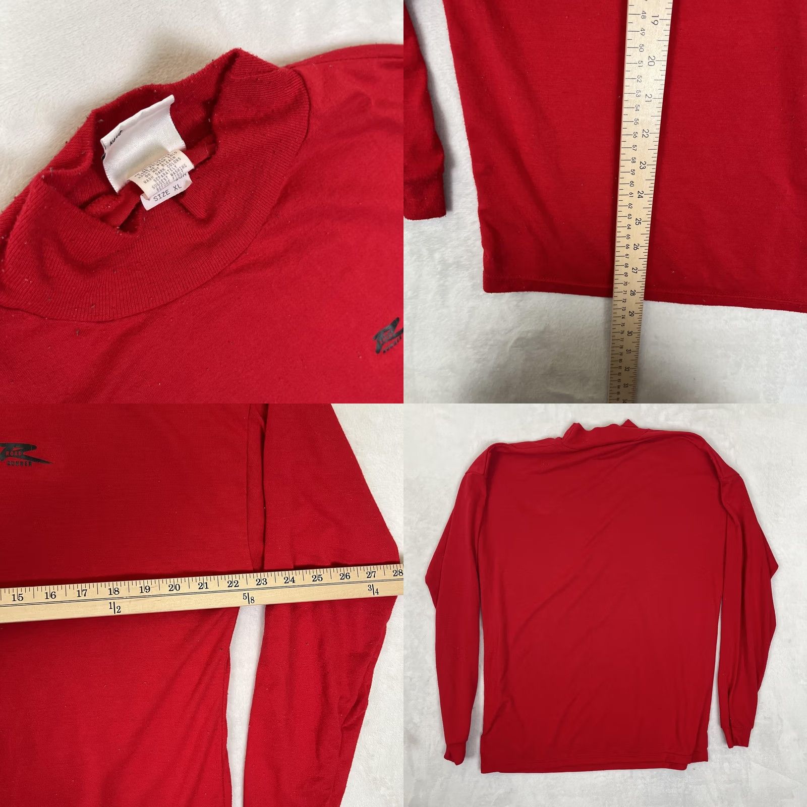 Vintage VINTAGE Road Runner Mens XL Red Mock Neck Long Sleeve Sport Shirt Size US XL / EU 56 / 4 - 8 Thumbnail
