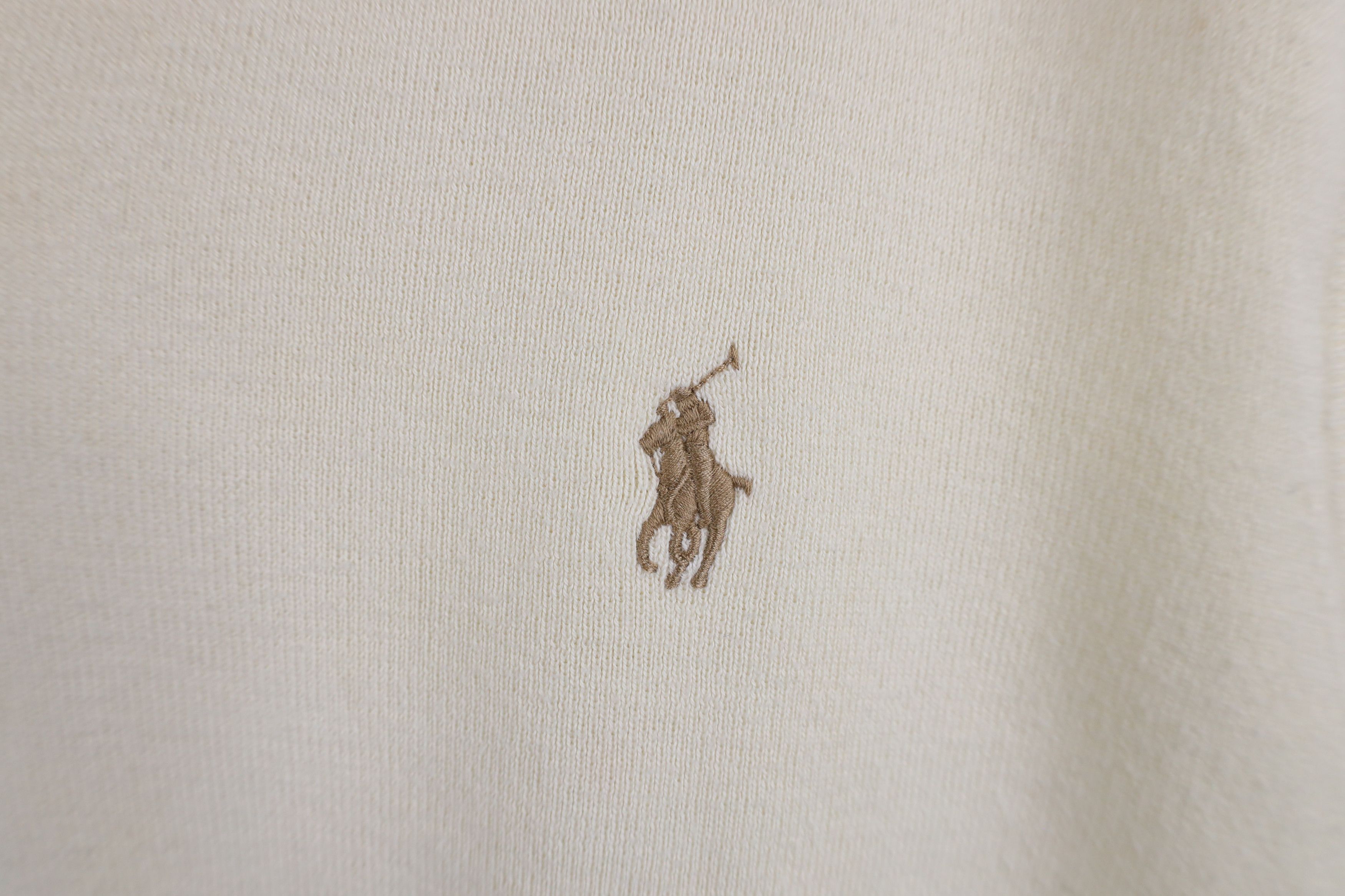 Ralph Lauren × Vintage Vintage Ralph Lauren Pima Cotton Knit Sweater Vest Cream Size US XXL / EU 58 / 5 - 4 Thumbnail