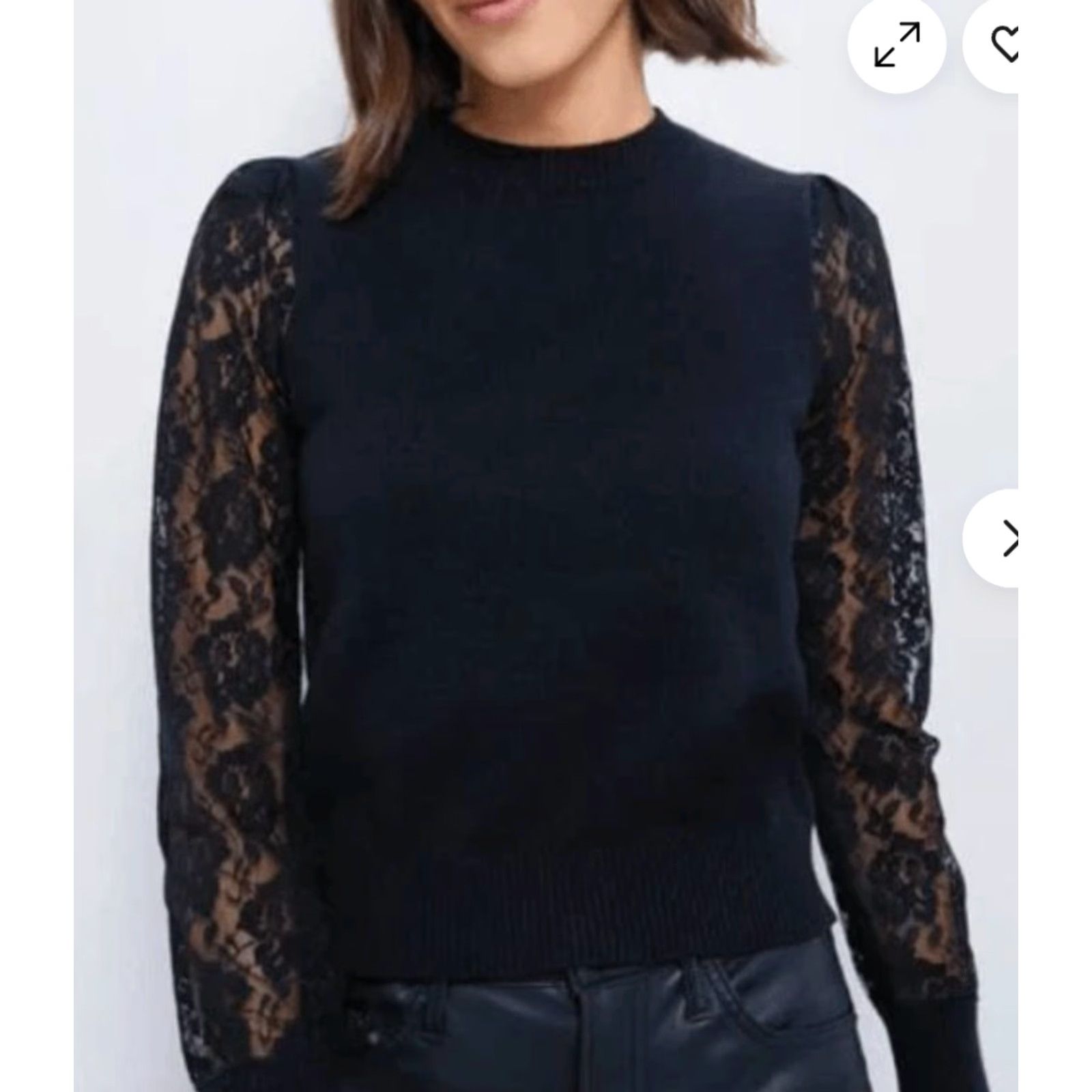 Vintage Hyacinth House Londyn Lace Sweater Women M Black Crewneck Pullover Knit Regular Long Sleeve Casual Workwear NEW Size M / US 6-8 / IT 42-44 - 2 Thumbnail