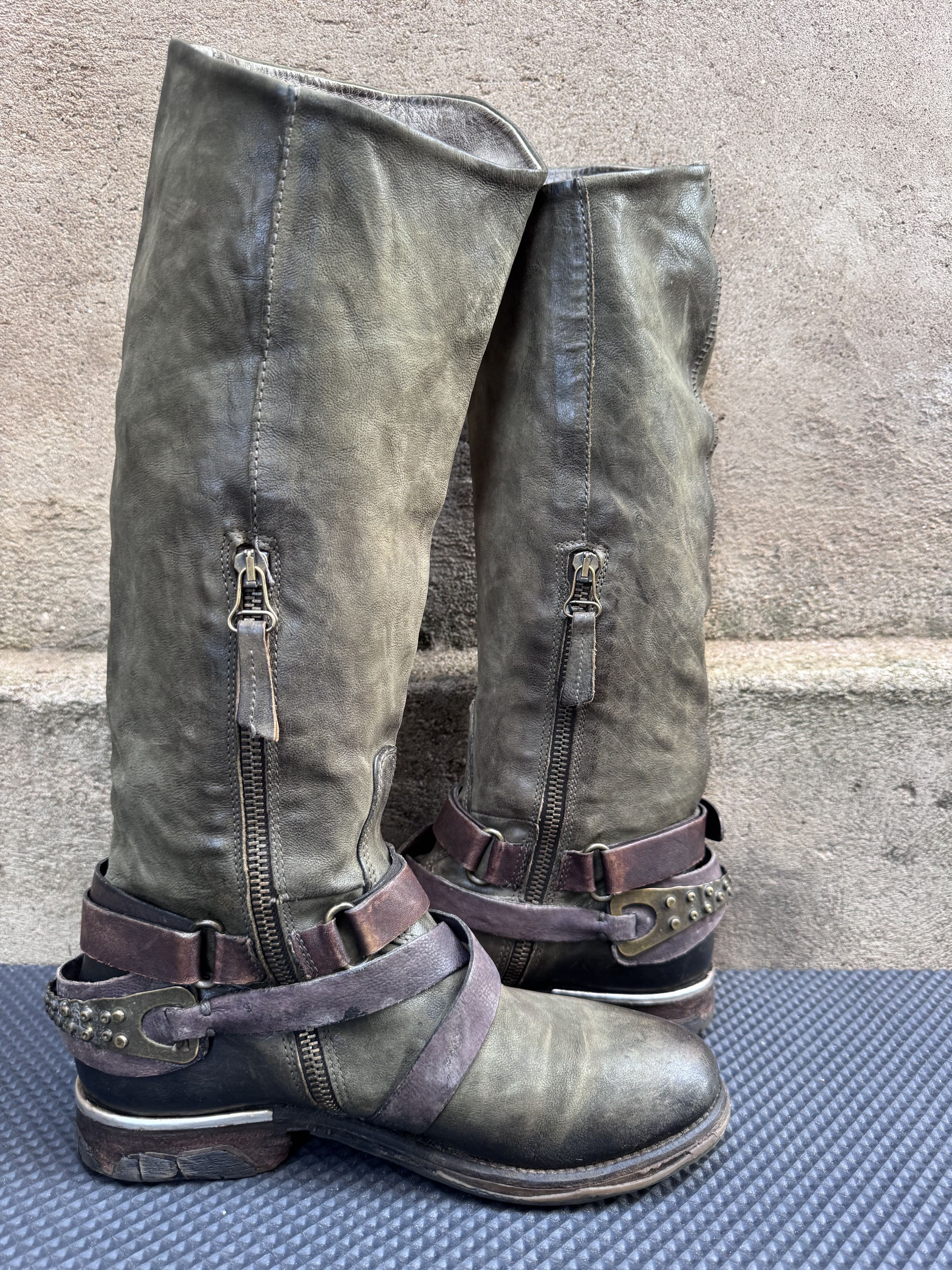A.S.98 Airstep A.S.98 Combat Buckle Tall High Boots Green Size US 7 / IT 37 - 8 Thumbnail