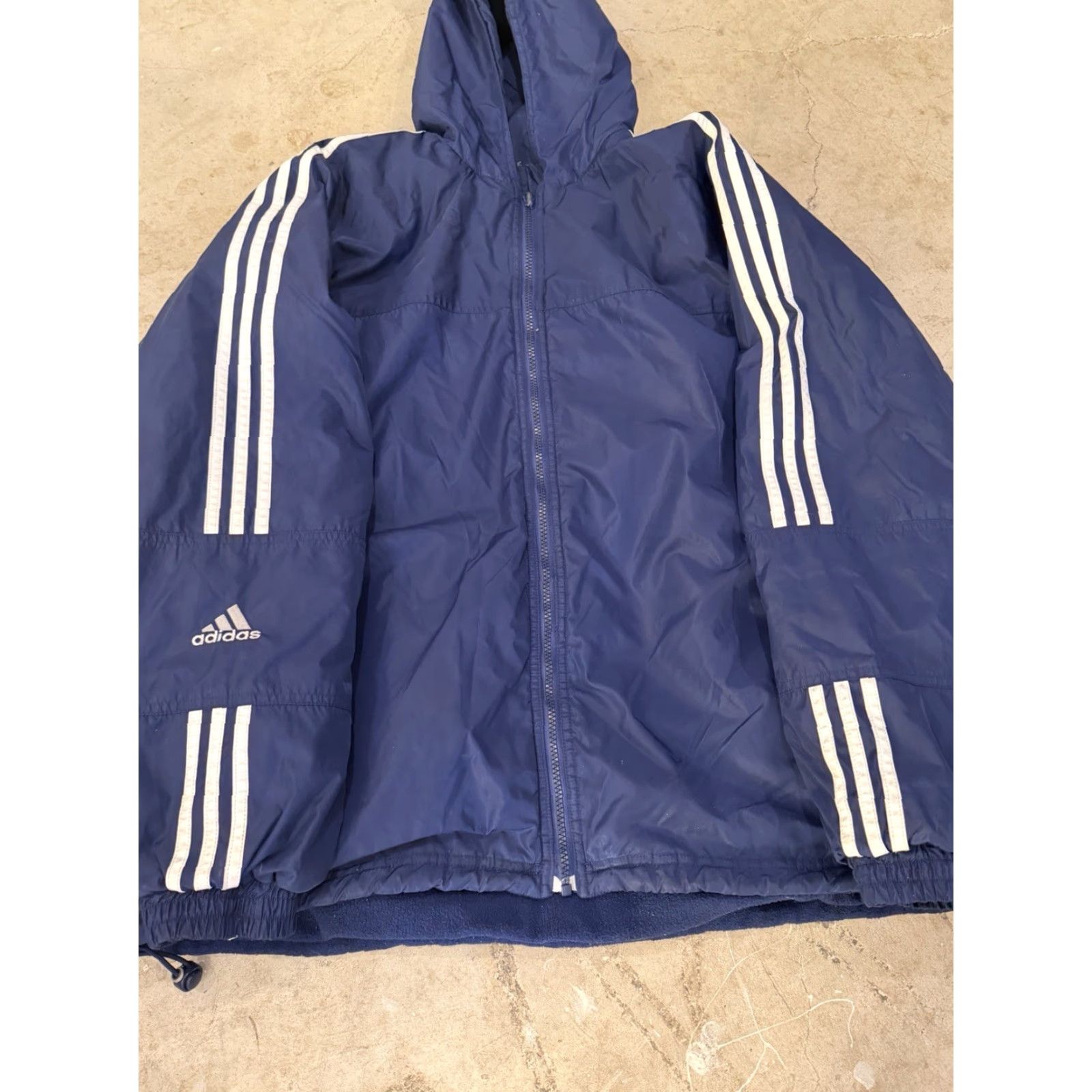 Adidas VINTAGE Adidas Blue Gray Full Zip Reversible Hooded Jacket Nylon Fleece 2XL Size US XXL / EU 58 / 5 - 5 Thumbnail