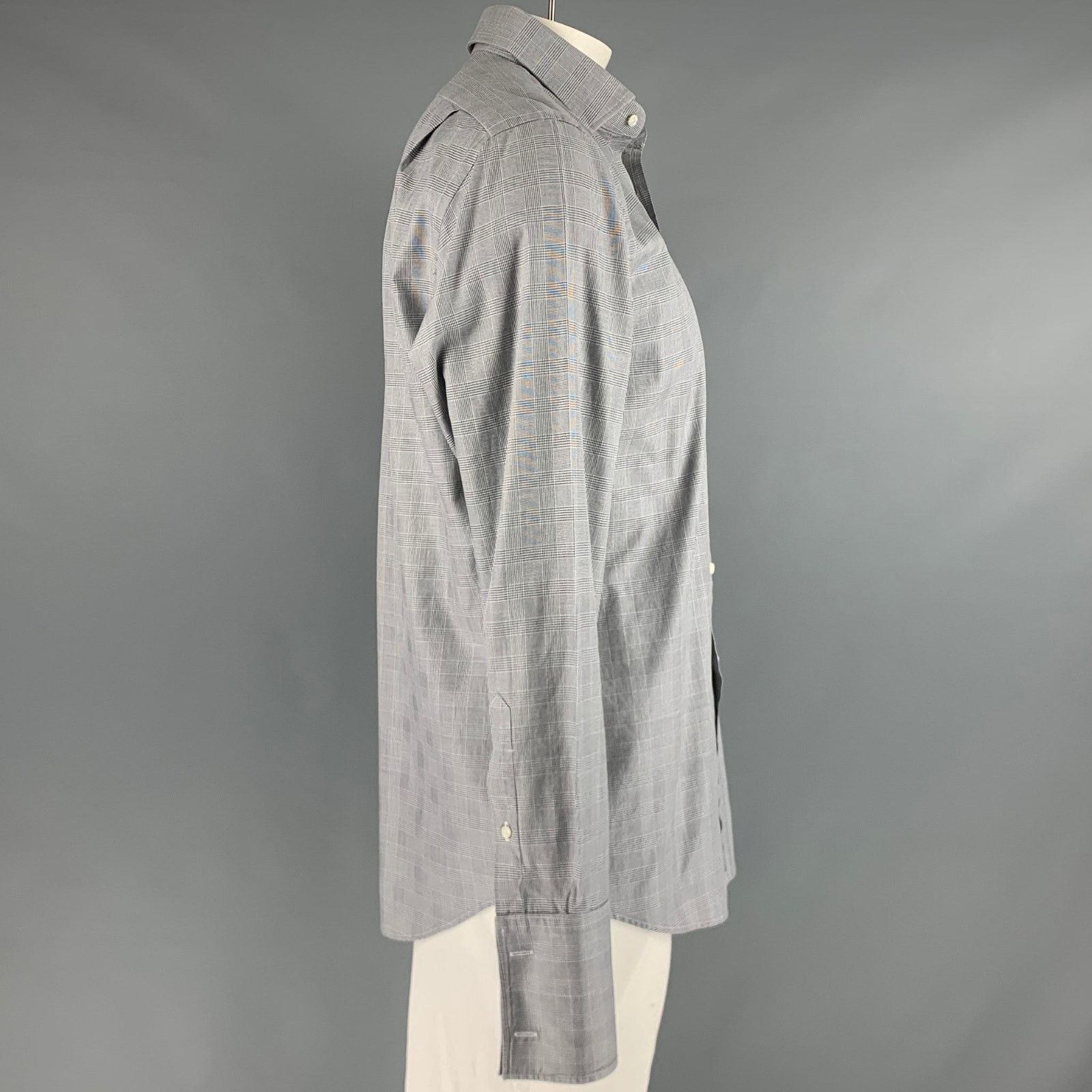Ralph Lauren Size L Grey Plaid Cotton French Cuff Long Sleeve Shirt Size US L / EU 52-54 / 3 - 2 Thumbnail