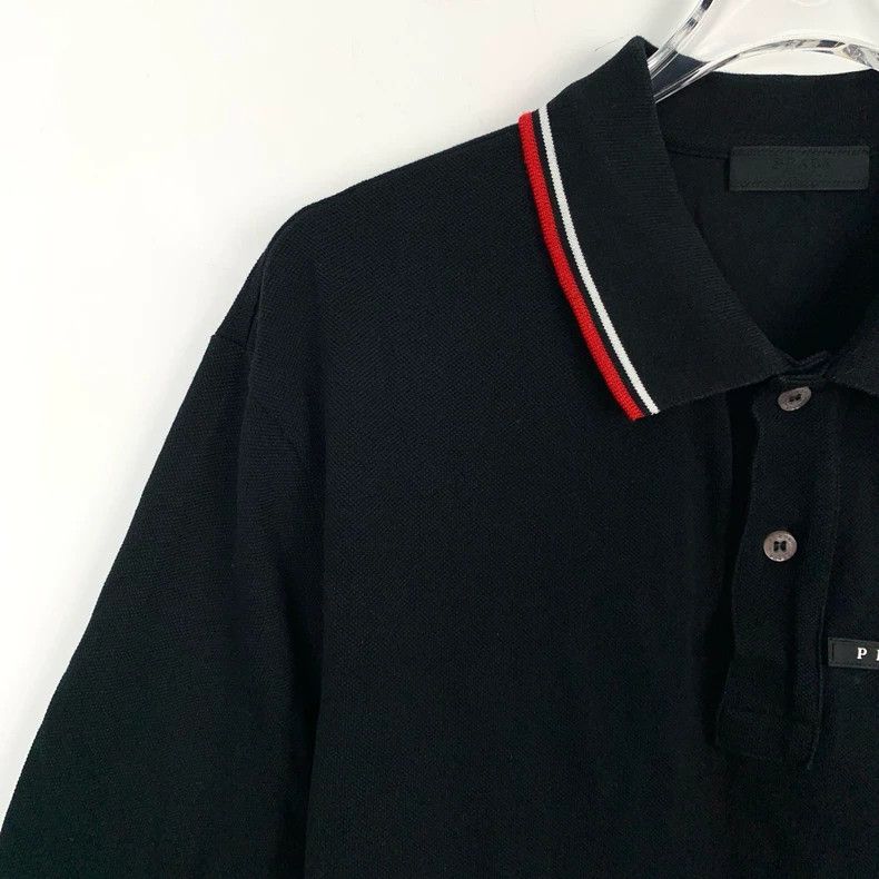 Prada Prada Logo striped trim lapel black short-sleeved Polo shir Size US XL / EU 56 / 4 - 3 Thumbnail
