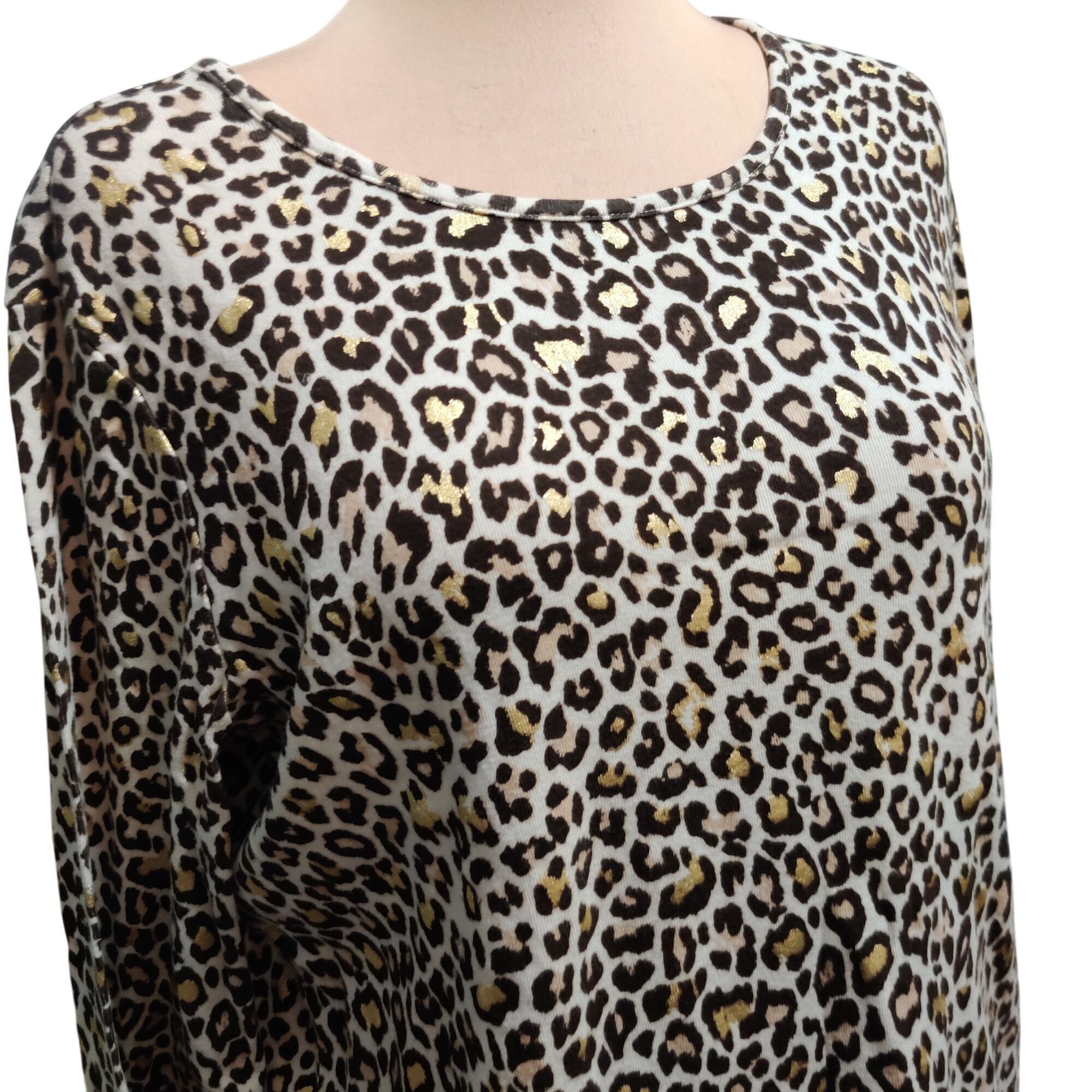 Other White Stag XXL Leopard Print Gold Foil Long Sleeve Scoop Nec Size XXL / US 16-18 / IT 52-54 - 2 Thumbnail