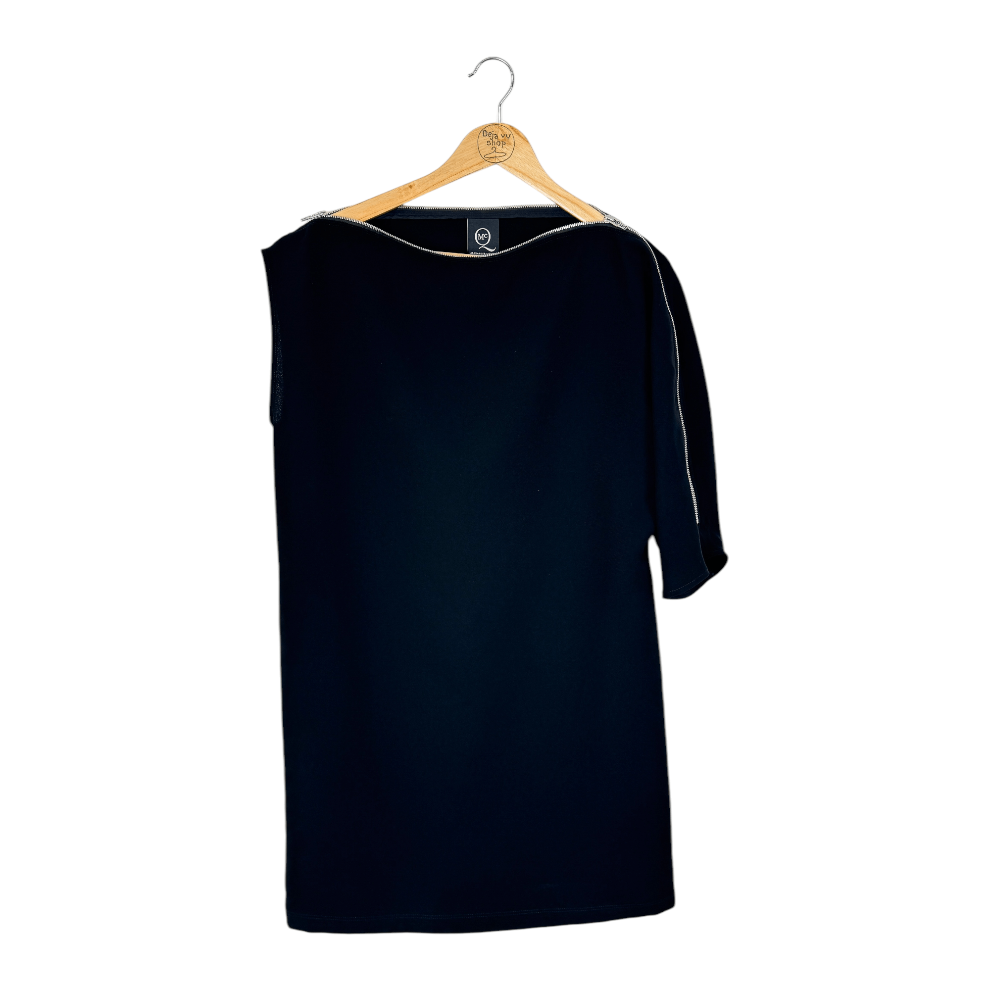 Alexander McQueen Alexander McQueen Black Zip Boat Neck Midi Dress Size S / US 4 / IT 40 - 1 Thumbnail