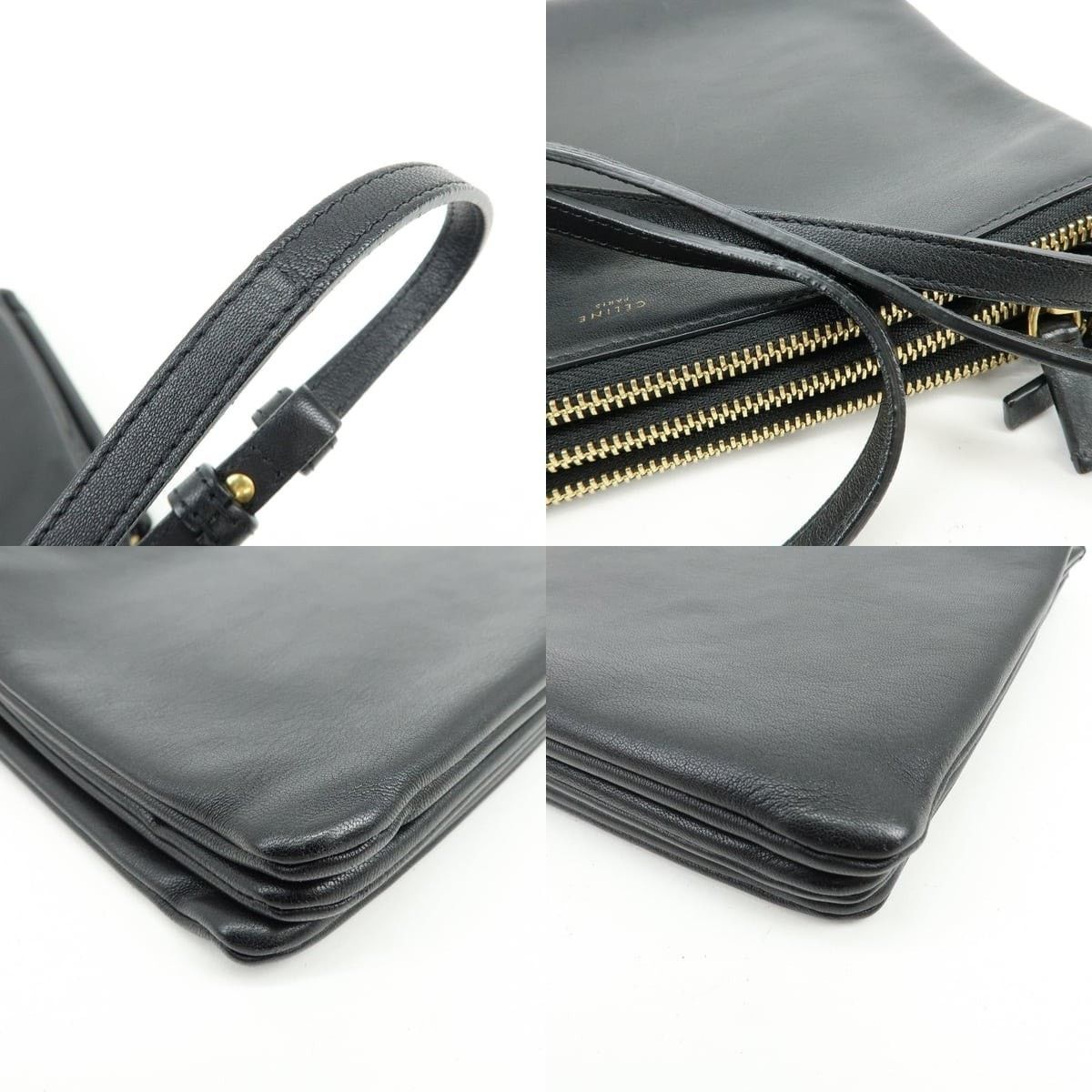Celine Celine Trio Crossbody Bag Lambskin Black Size ONE SIZE - 4 Thumbnail