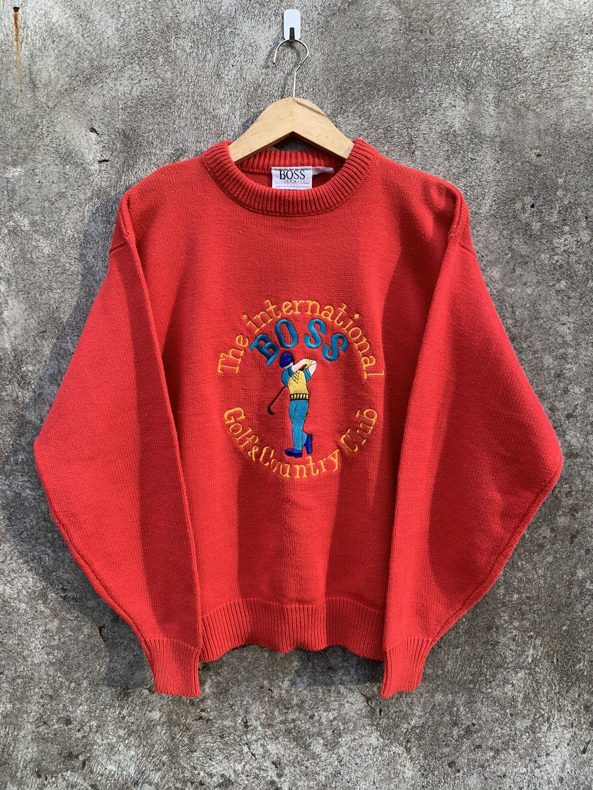 Vintage 80s Hugo Boss embroidered knit sweater