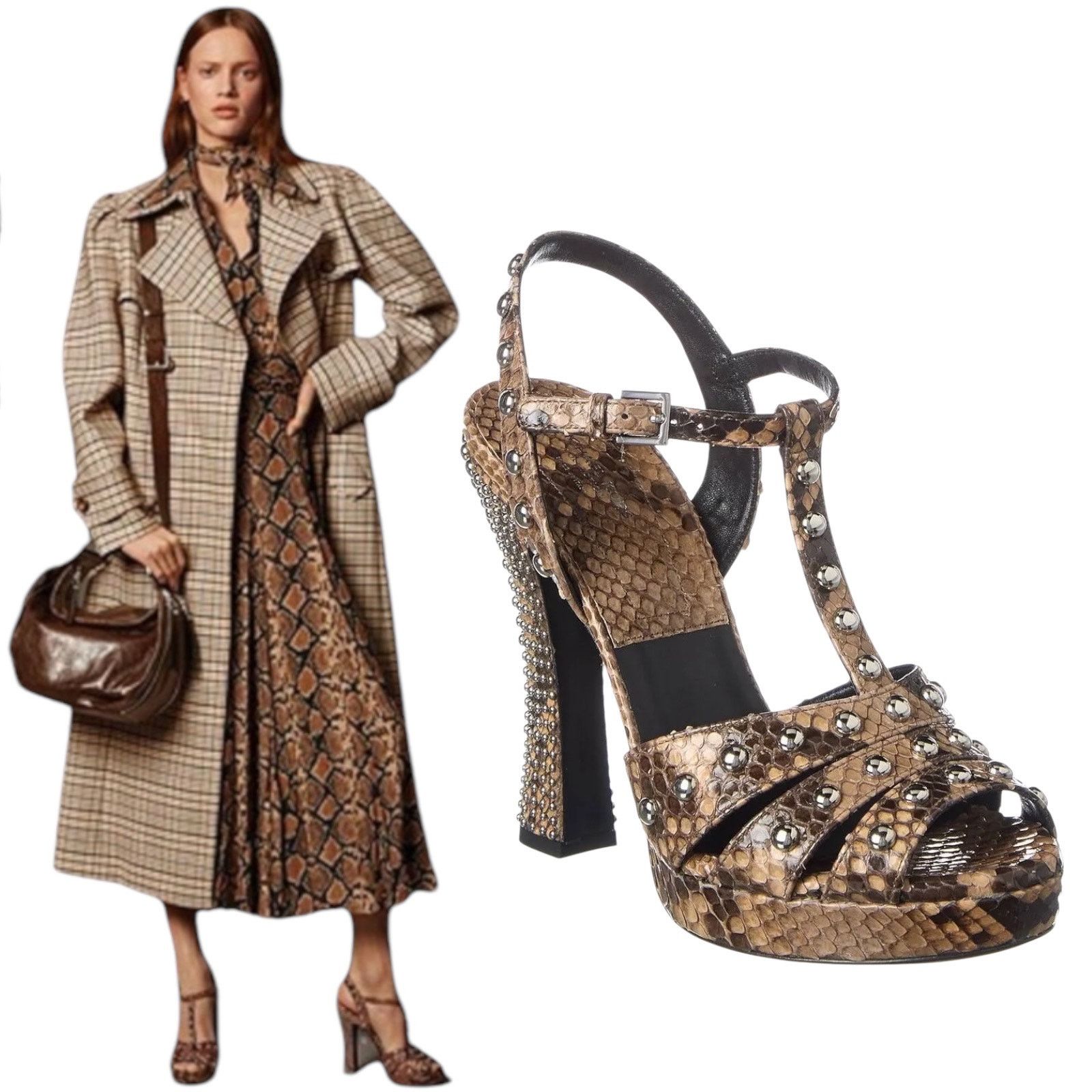 Michael Kors Michael Kors Rosanna Sandals Python Studded Size 37.5 Size US 7.5 / IT 37.5 - 3 Thumbnail
