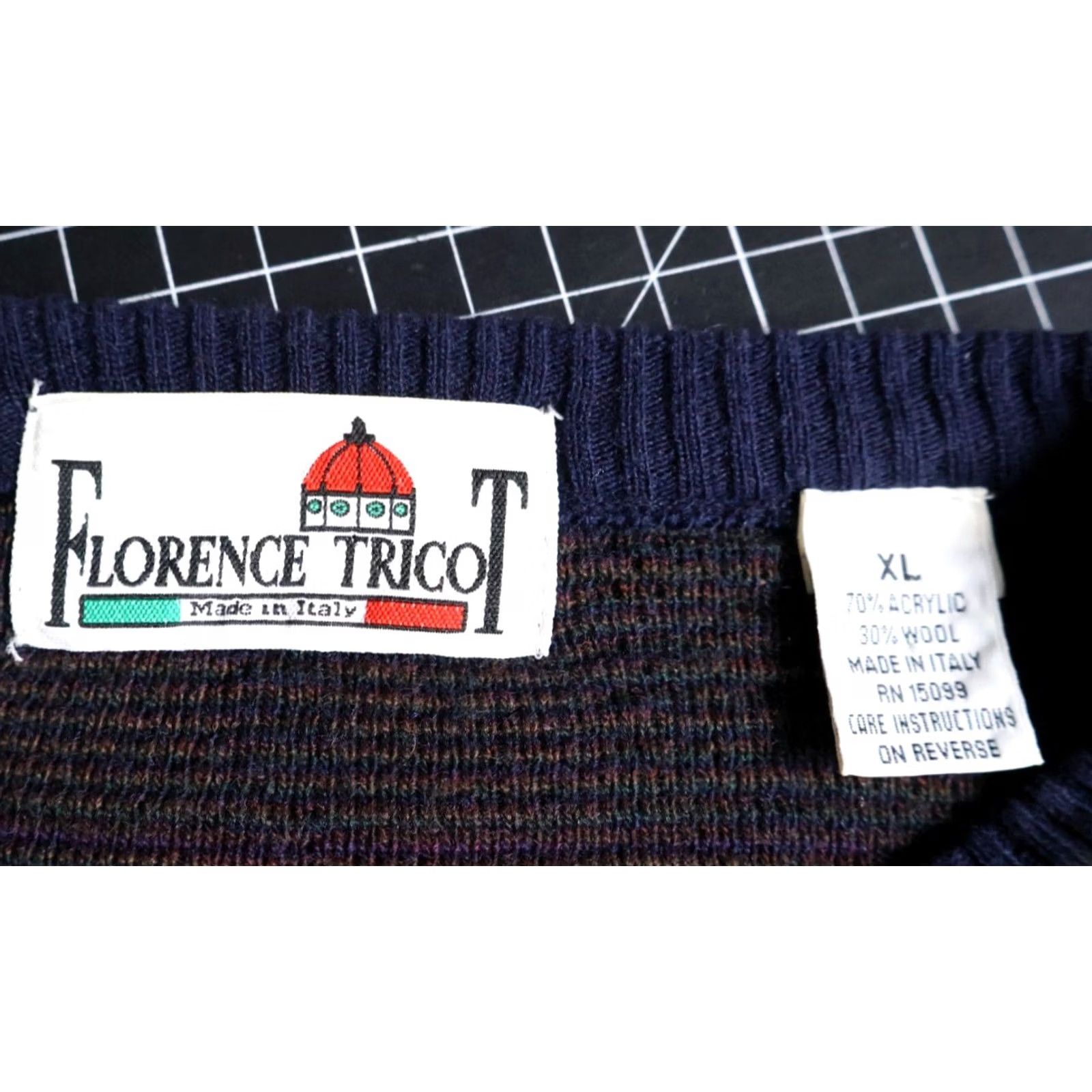 Vintage VINTAGE Florence Tricot Sweater Men XL Dark Blue Green Shadow Plaid Wool Blend Knit Pullover Crew Neck 90s Retro Hipster Casual Wool Blend Size US XL / EU 56 / 4 - 3 Thumbnail