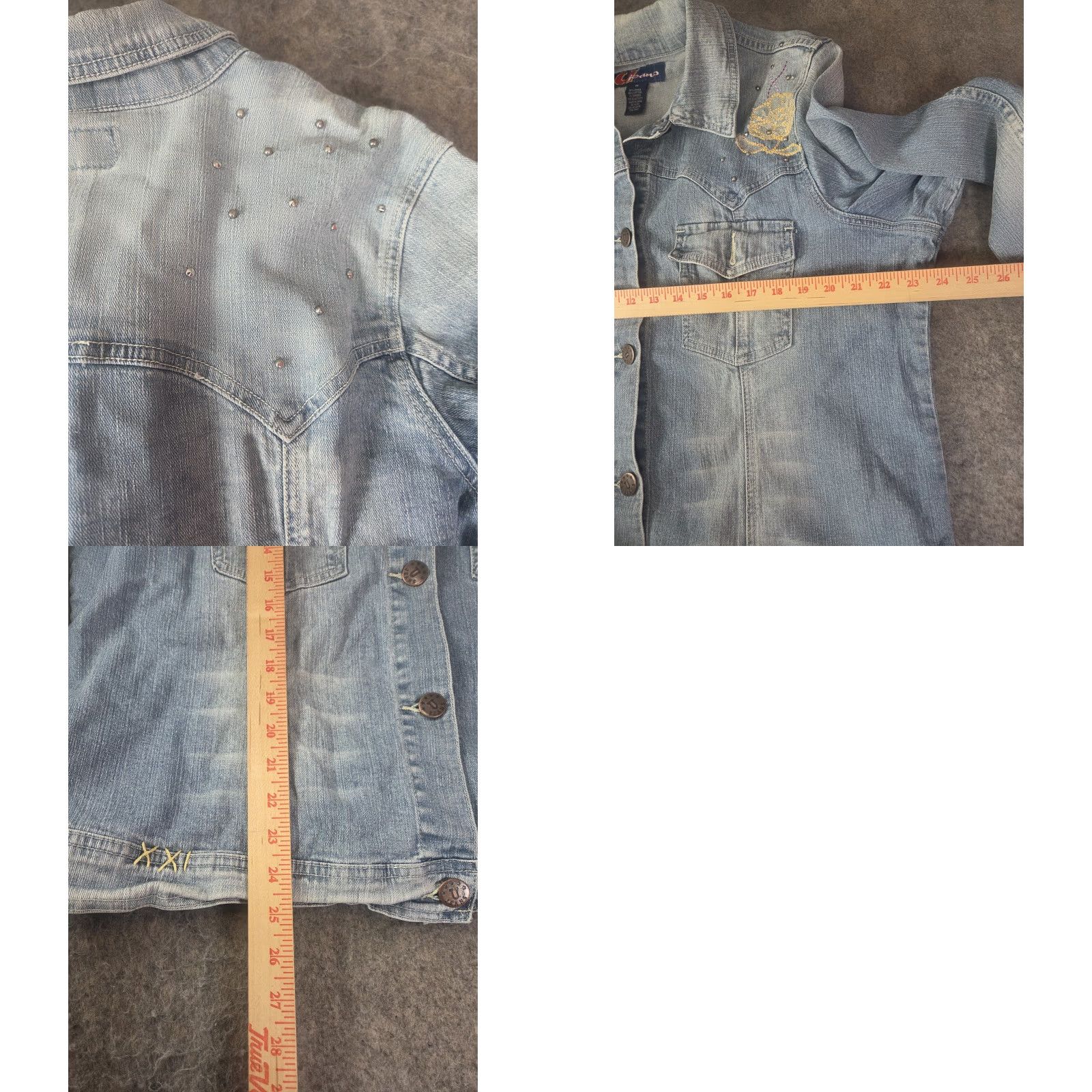Denime VINTAGE U Jeans Denim Jacket Embroidered Distressed Womens XL Blue Cotton Basic Jacket Leather? Size 40" / US 18 - 8 Thumbnail