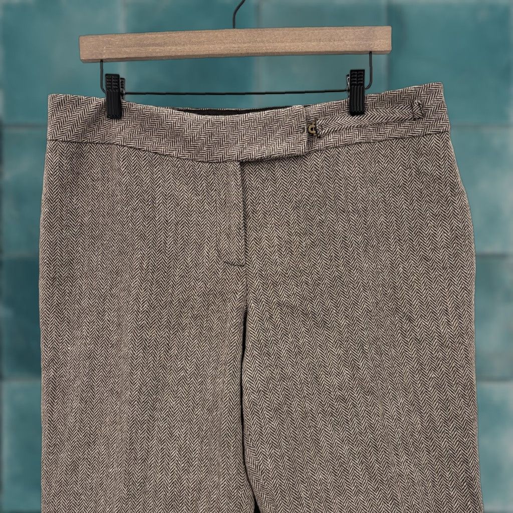 Ann Taylor Ann Taylor LOFT Marisa Cropped Dress Pants Womens 12 Brown Wool Herringbone Pants Dress Size 34" / US 12 / IT 48 - 1 Thumbnail