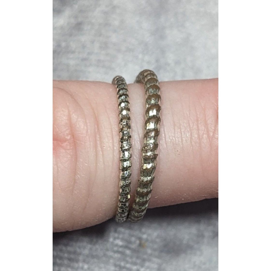 Other Casual Textured Silver Tone Fashion Ring Set Size 7 (2) Size ONE SIZE - 7 Thumbnail