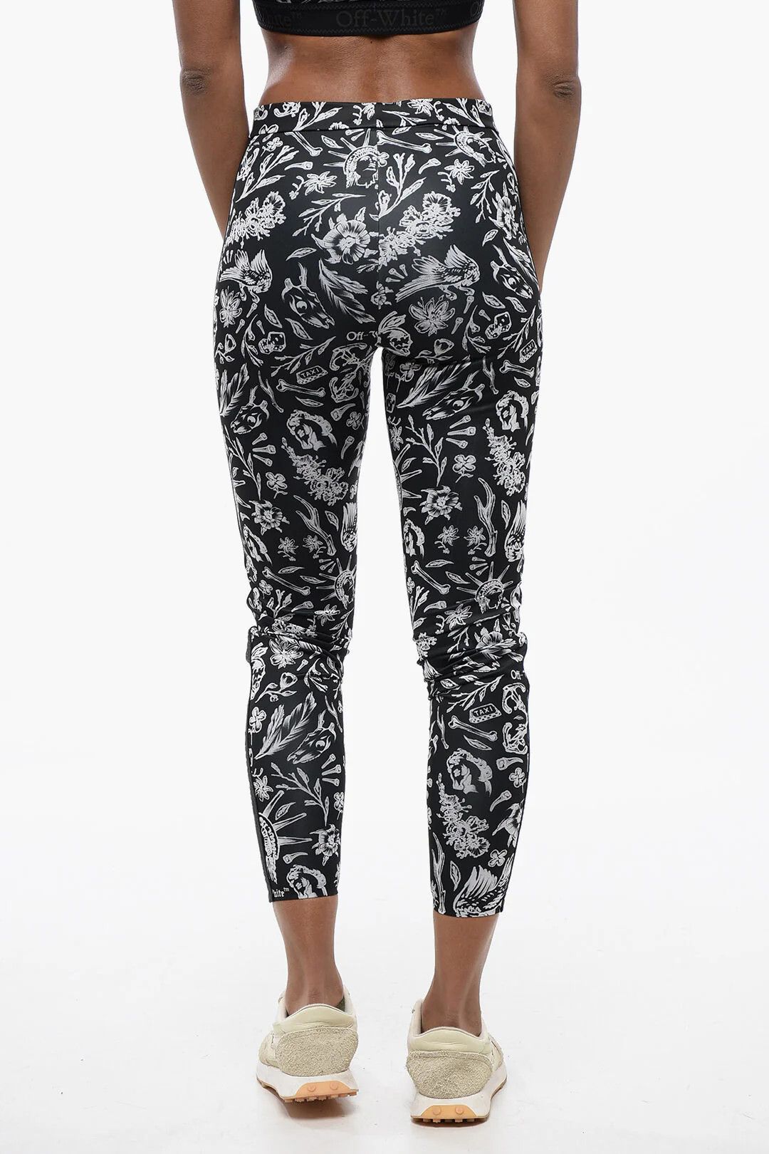 Off-White og1mm0426 Old-School Pattern Leggings in Black & White Size 28" / US 6 / IT 42 - 2 Thumbnail