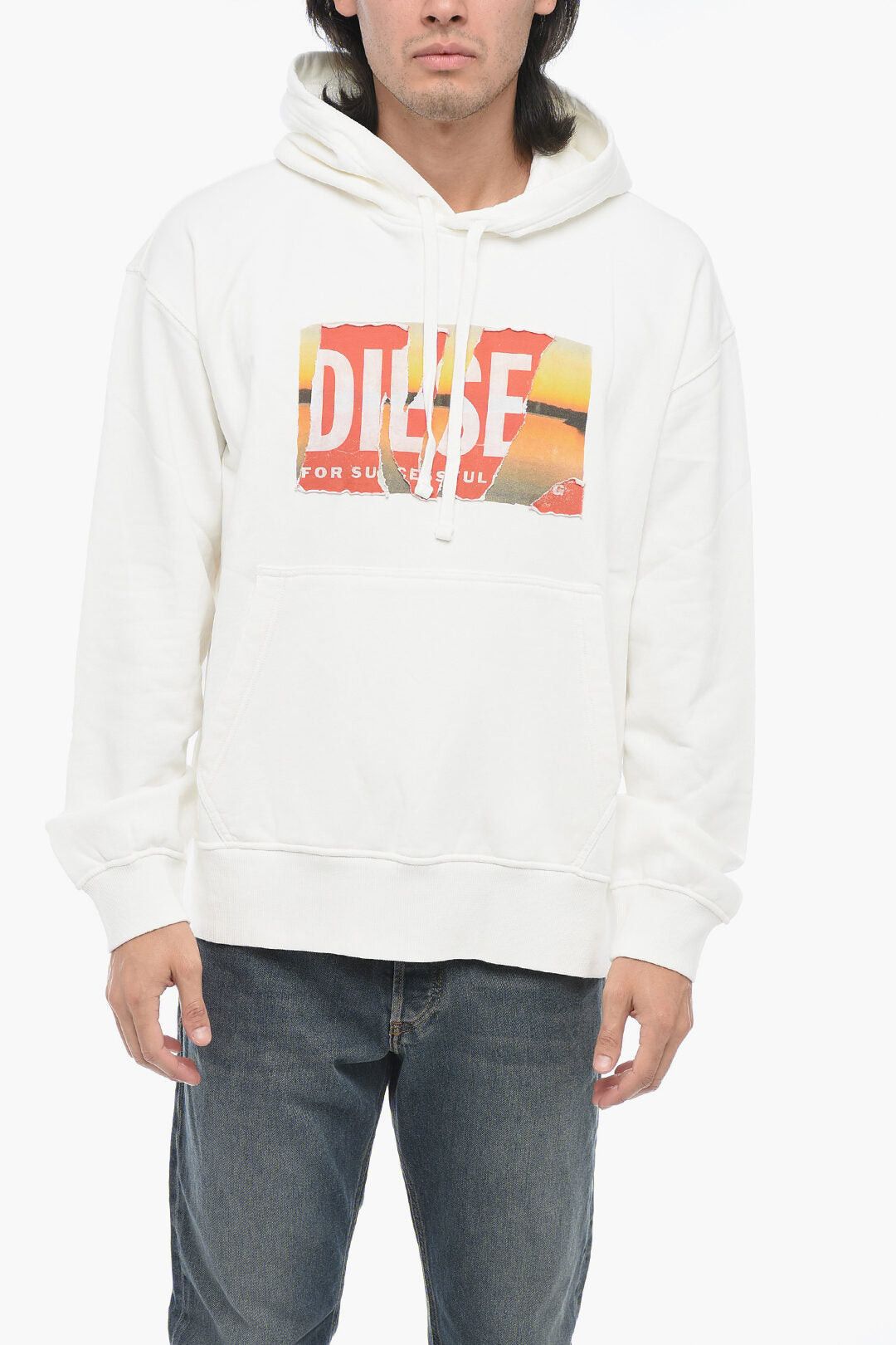 Diesel Brushed Cotton Hooded Sweatshirt S-MACS-POFF-L1 with Distressed-Effect Logo Size US XS / EU 42 / 0 - 1 Thumbnail